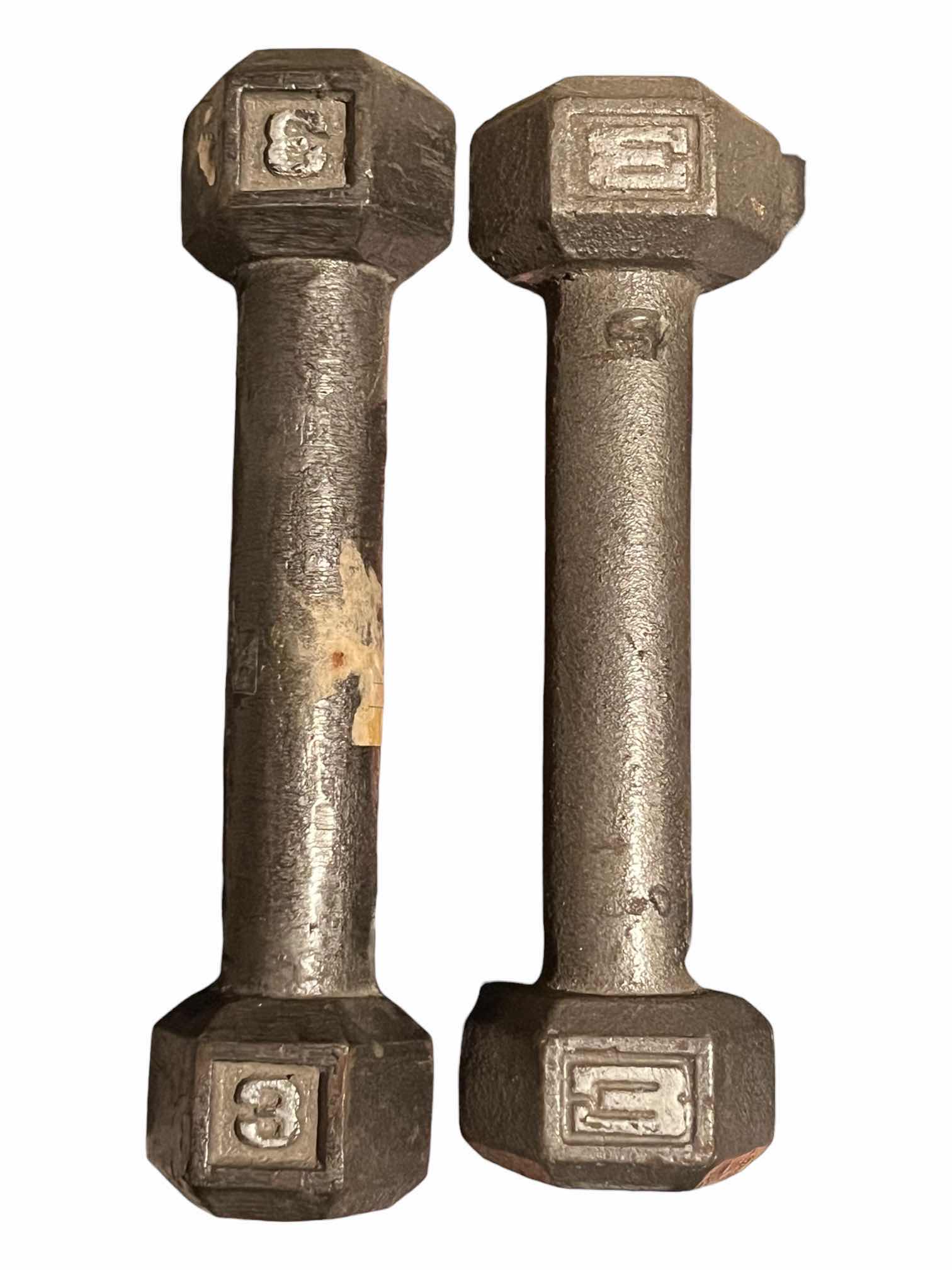 Photo 1 of 3LB SOLID IRON HEX DUMBBELL PAIR/SET (READ NOTES)