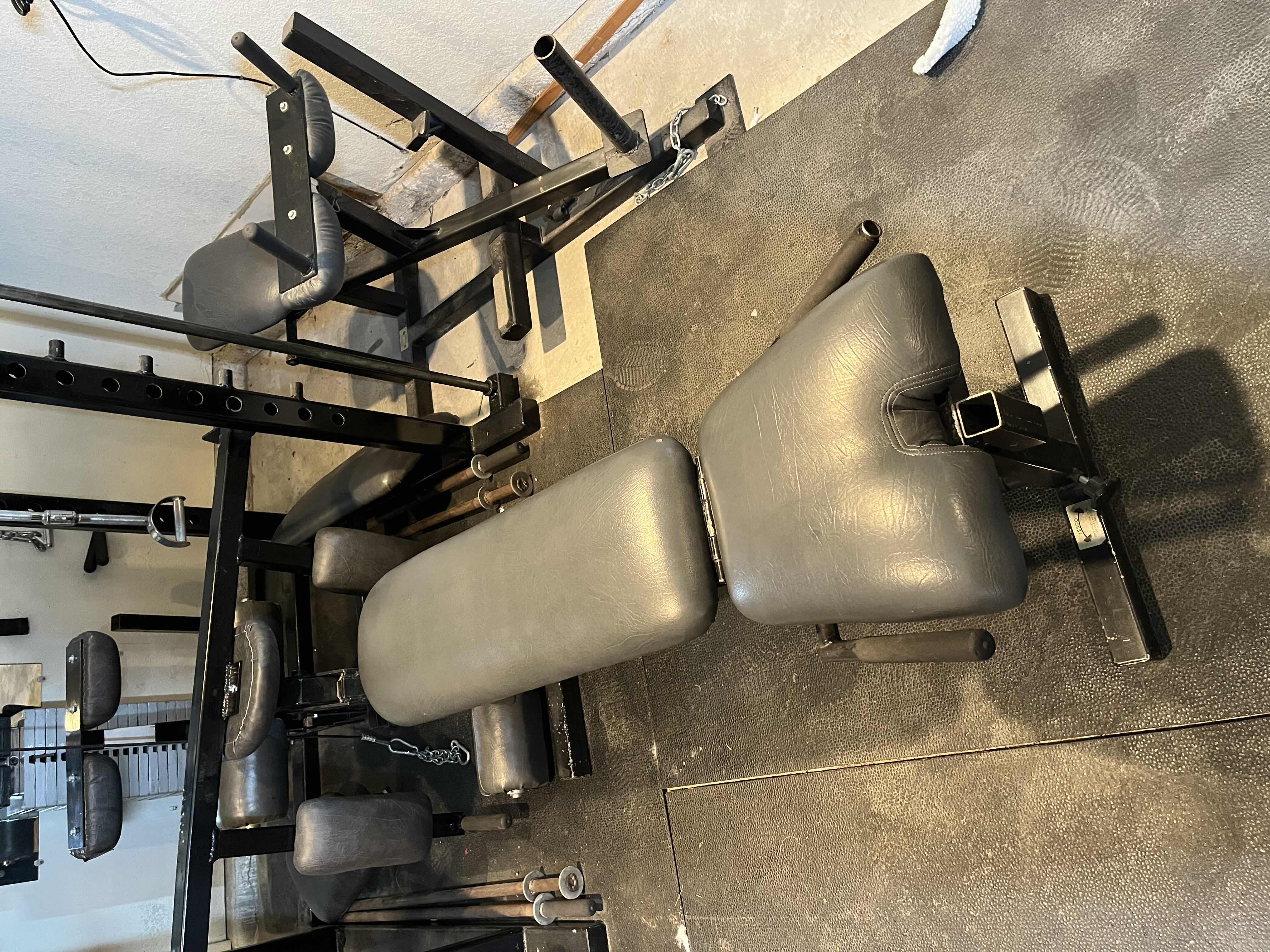 Photo 1 of JESCO/ IVANKO GYM EQUIPMENT MULTIFUNCTION POWER RACK ALL-IN-ONE EXERCISE WEIGHT MACHINE 15LB-300LB W BENCH, BENCH SEAT & ATTACHMENTS (READ NOTES)