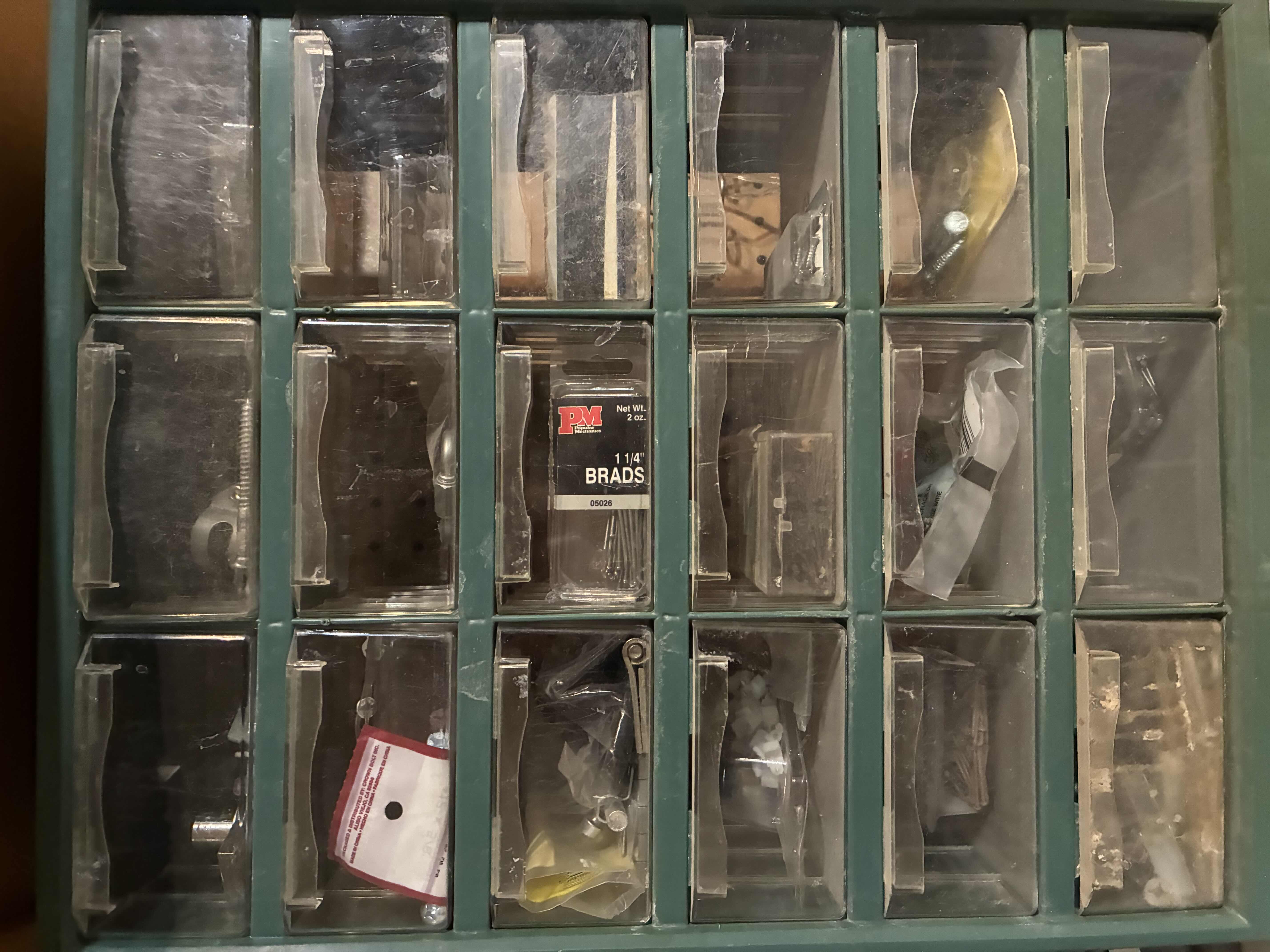 Photo 1 of HARDWARE CHESTS (3) W MULTIPURPOSE HARDWARE & ARROW FASTENER STAPLE GUN