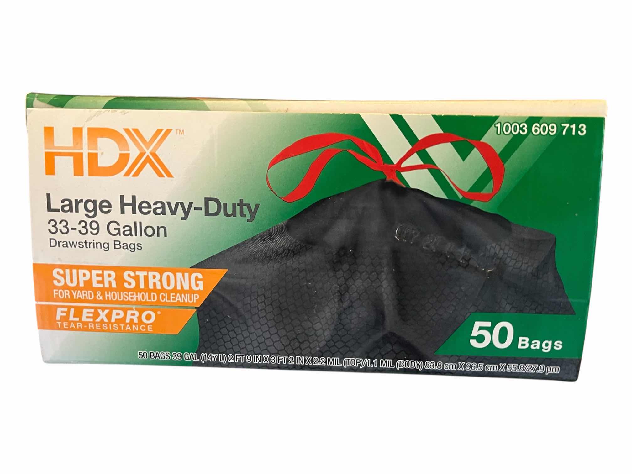 Photo 1 of HDX LARGE HEAVY-DUTY DRAWSTRING TRASH BAGS 33–39GAL 50 BAGS