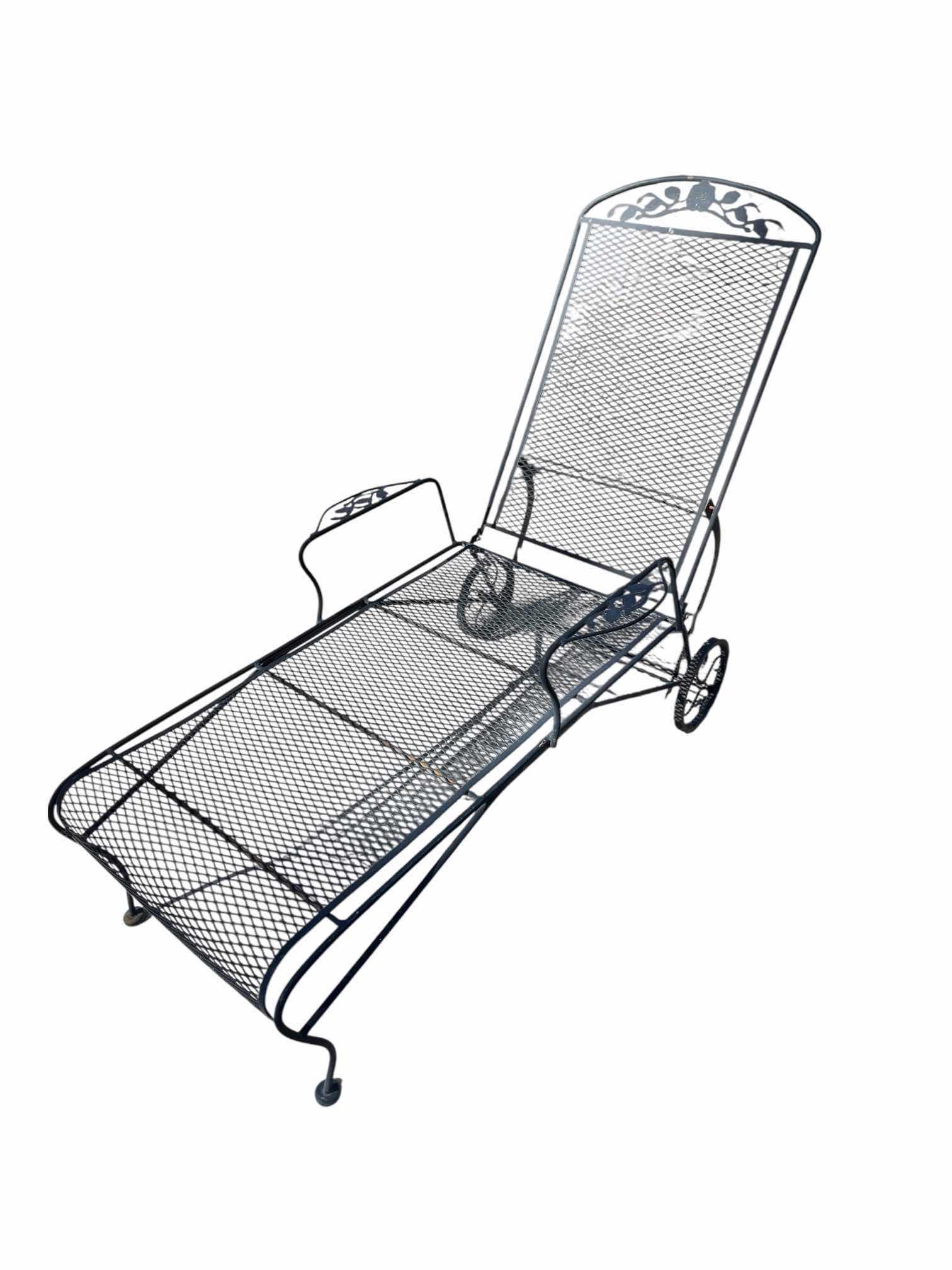 Photo 1 of FLORAL ACCENTED WROUGHT IRON MESH PATIO LOUNGE CHAIR 30.5” X 79” H42.5” (READ NOTES)