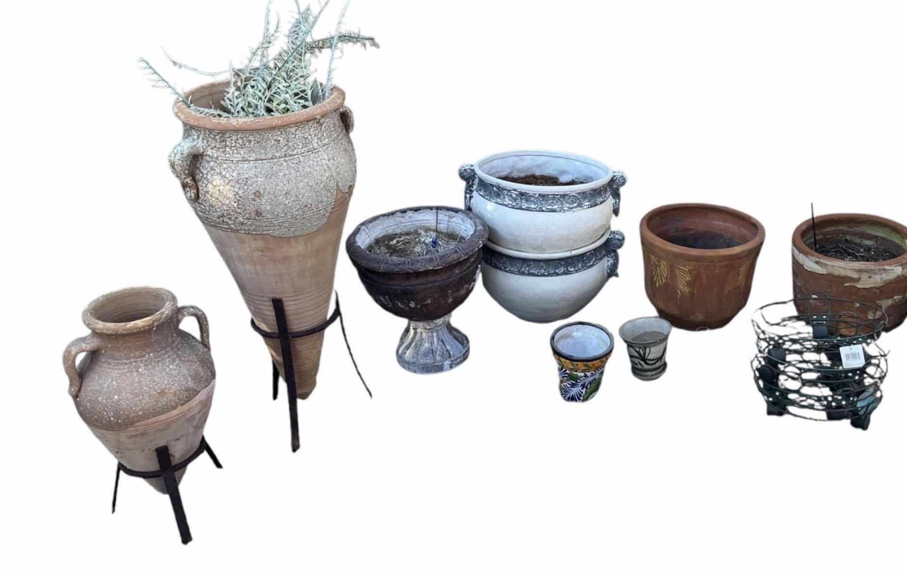 Photo 1 of CERAMIC & RESIN PLANTERS/ POTS-VARIOUS STYLES (13) READ NOTES