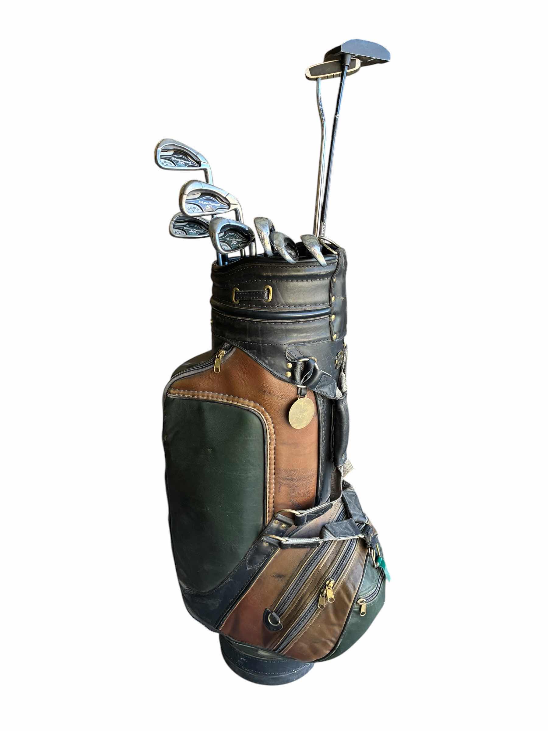 Photo 1 of TOUR SONIC SWEET ROLL DRIVER, ODYSSEY DUAL FORCE DRIVER & CALLAWAY STEELHEAD GOLF CLUBS W BELDING LEATHER GOLF BAG