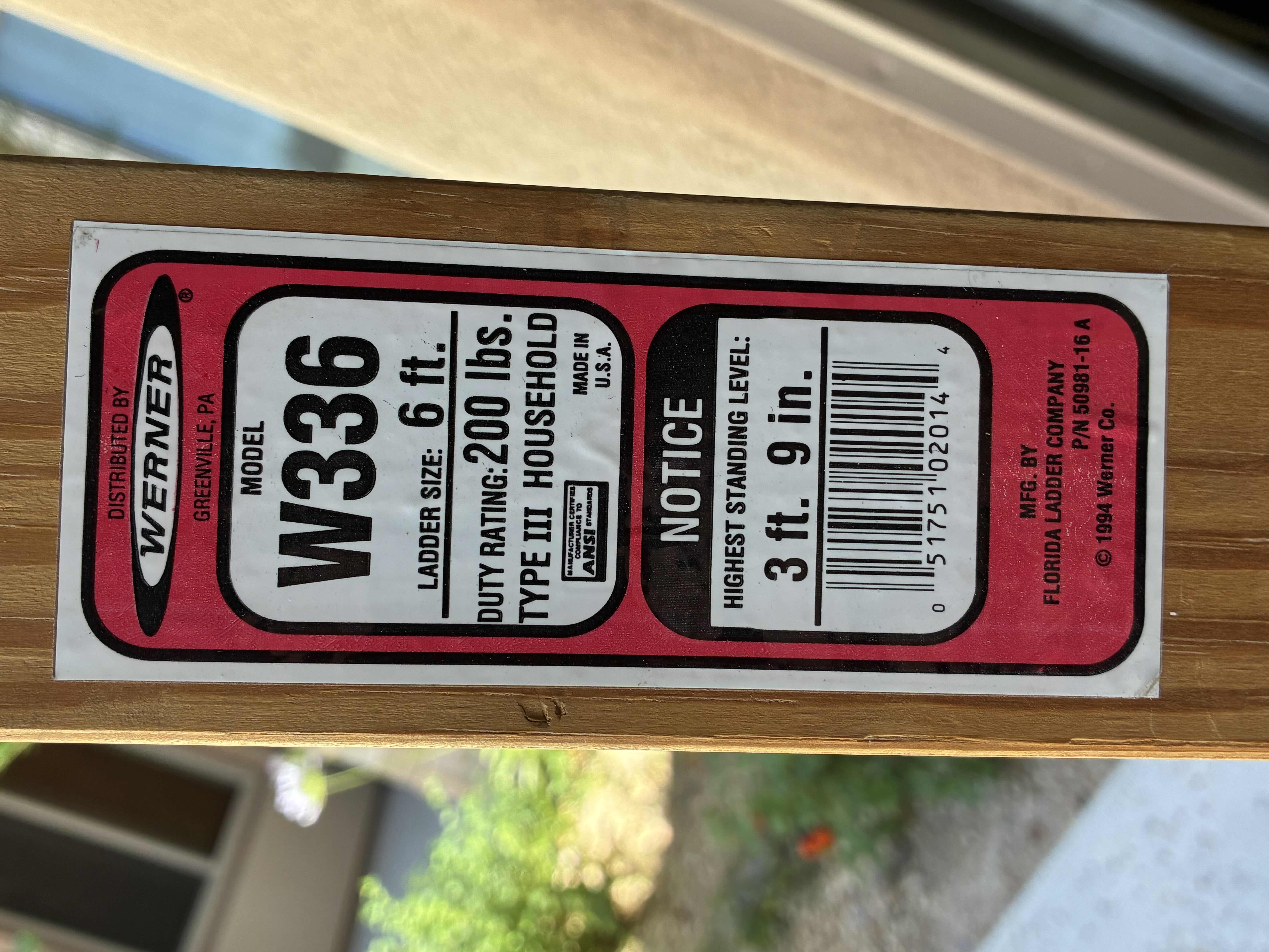 Photo 1 of WERNER 6’ WOOD STANDING LADDER