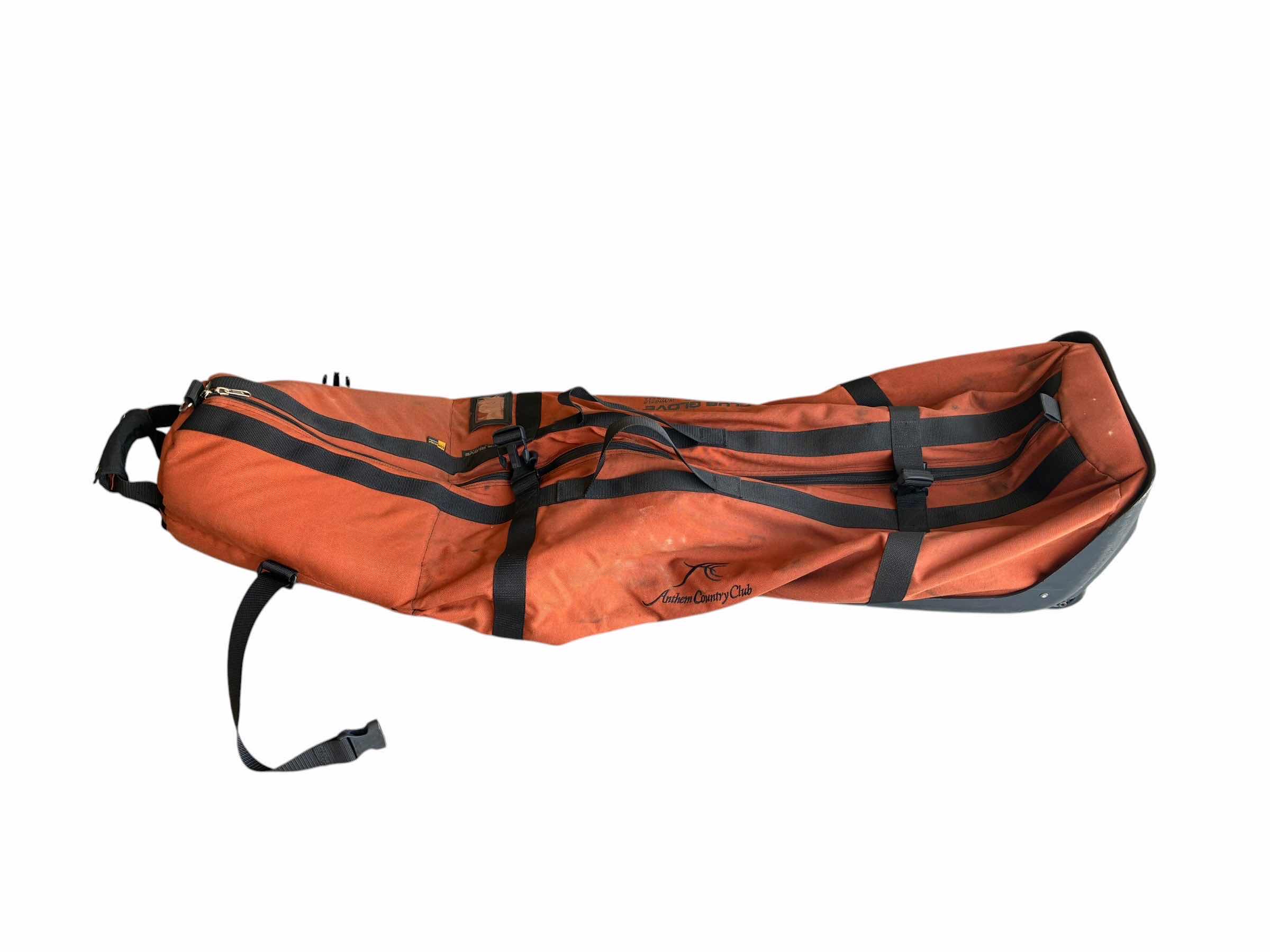 Photo 1 of CLUB GLOBE BURST PROOF ANTHEM COUNTRY CLUB ORANGE ROLLING GOLF BAG