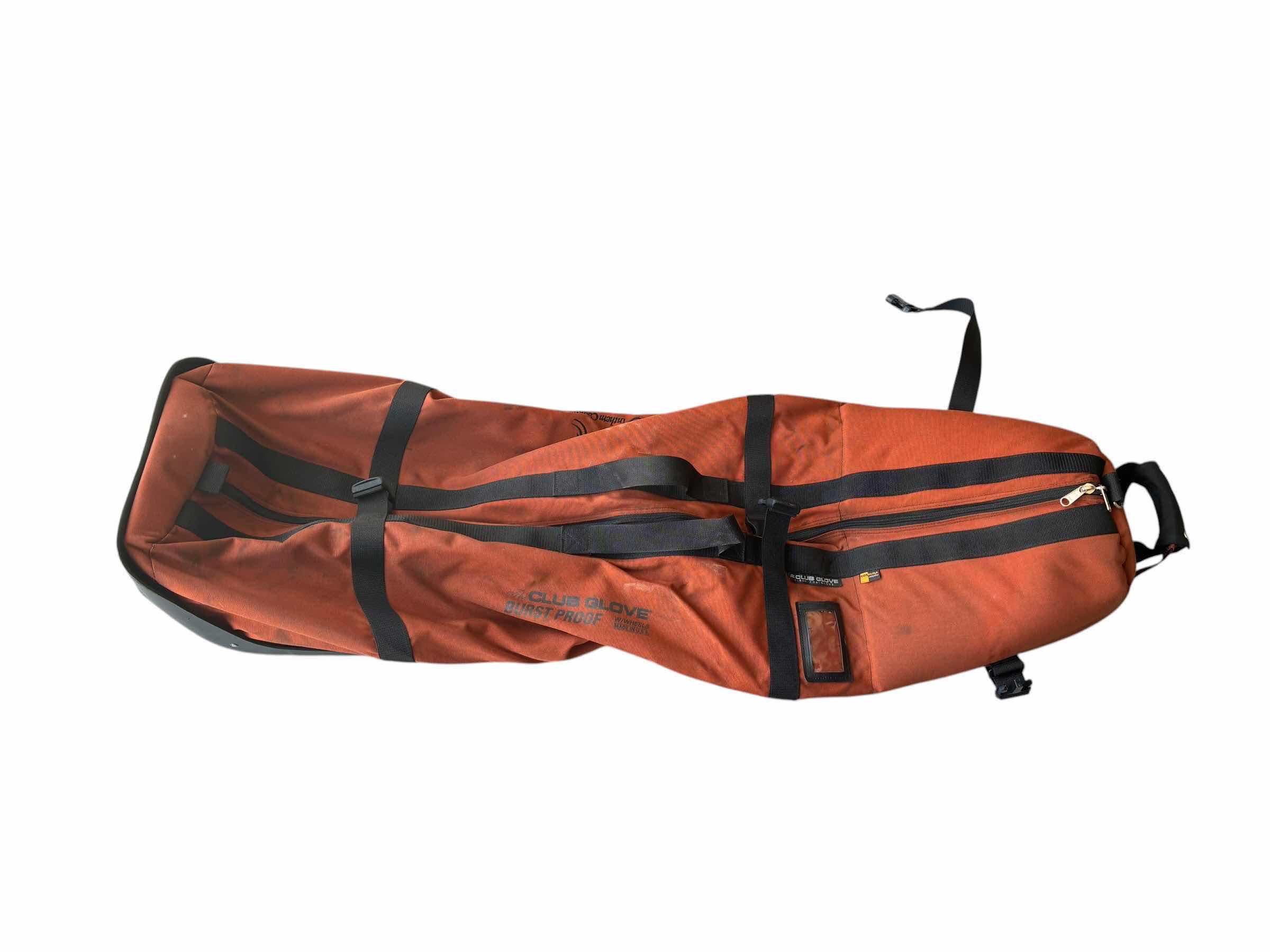Photo 1 of CLUB GLOBE BURST PROOF ANTHEM COUNTRY CLUB ORANGE ROLLING GOLF BAG