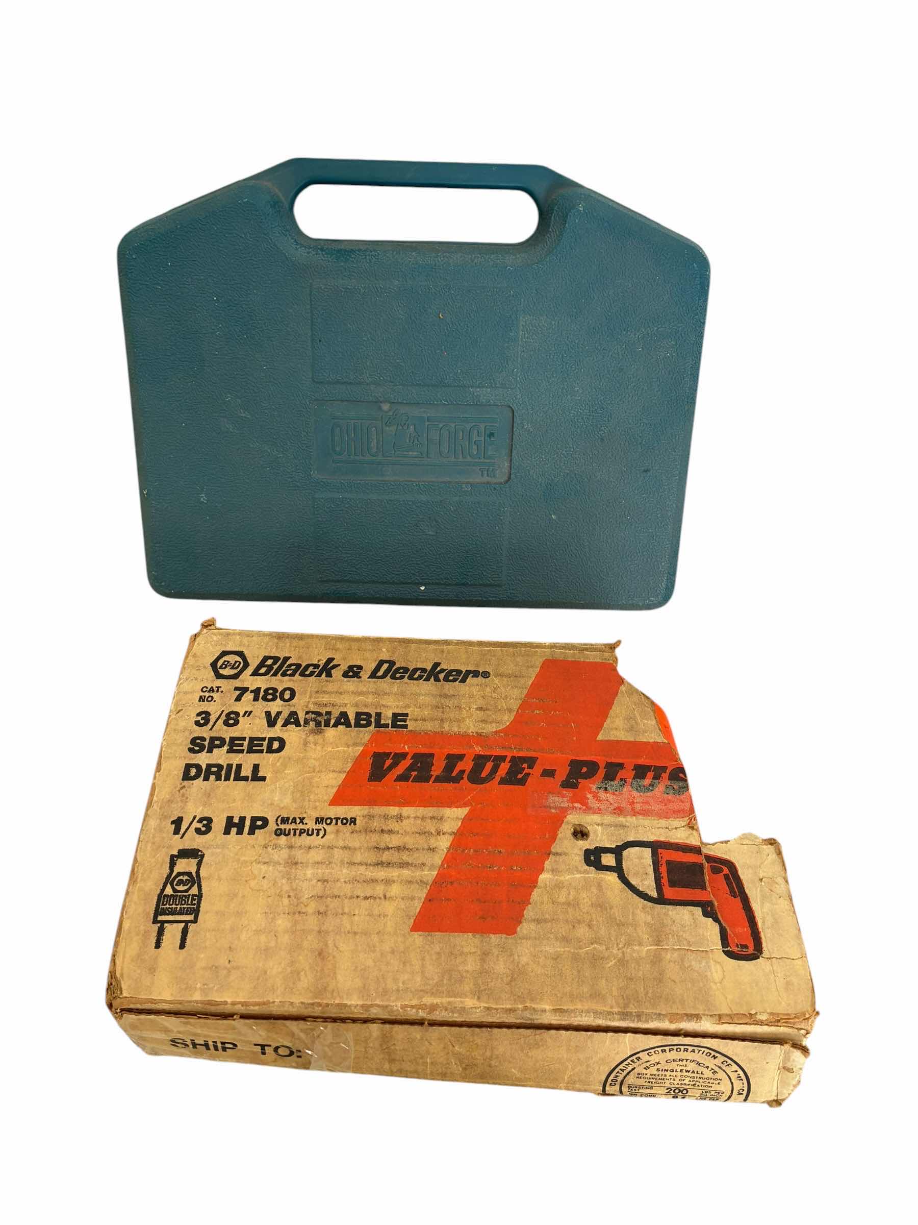 Photo 1 of VINTAGE BLACK & DECKER CORDED VARIABLE SPEED DRILL W BIT SET