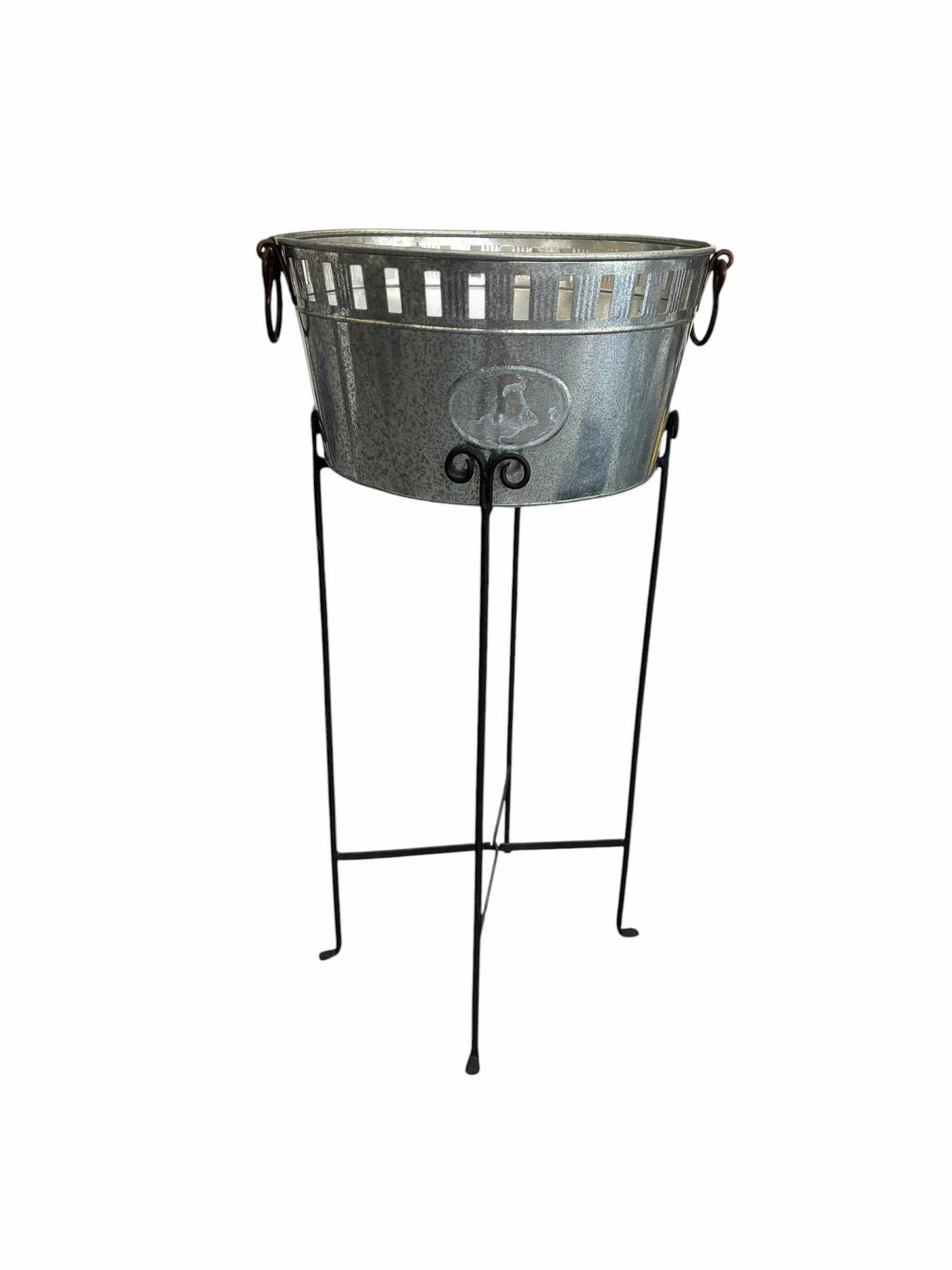 Photo 1 of GALVANIZED STEEL PLANTER W PEDESTAL 18” X 38”