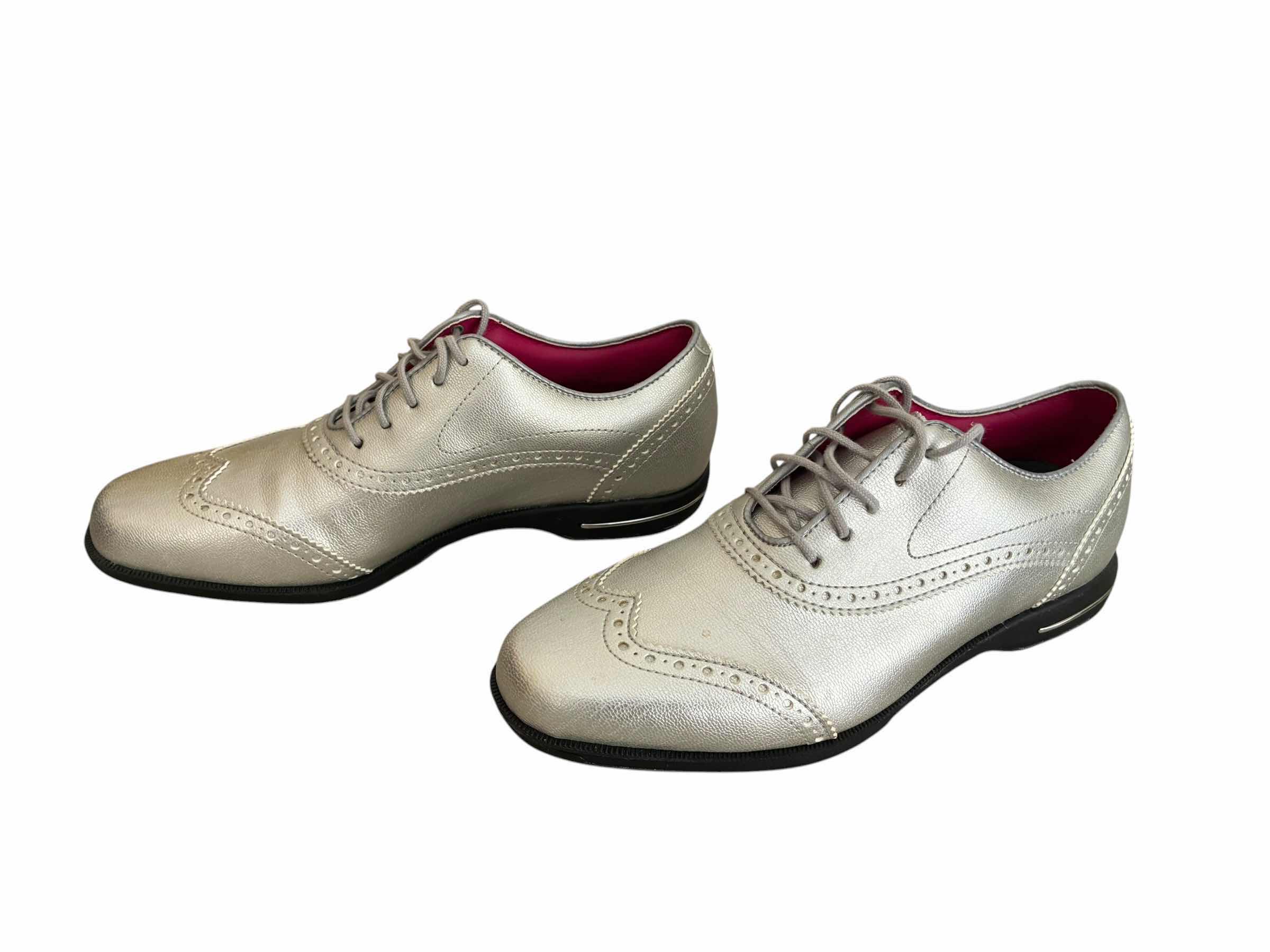 Photo 1 of FOOT JOY TAILORED COLLECTION, SILVER METALLIC GOLF SHOES WOMEN SIZE 8M