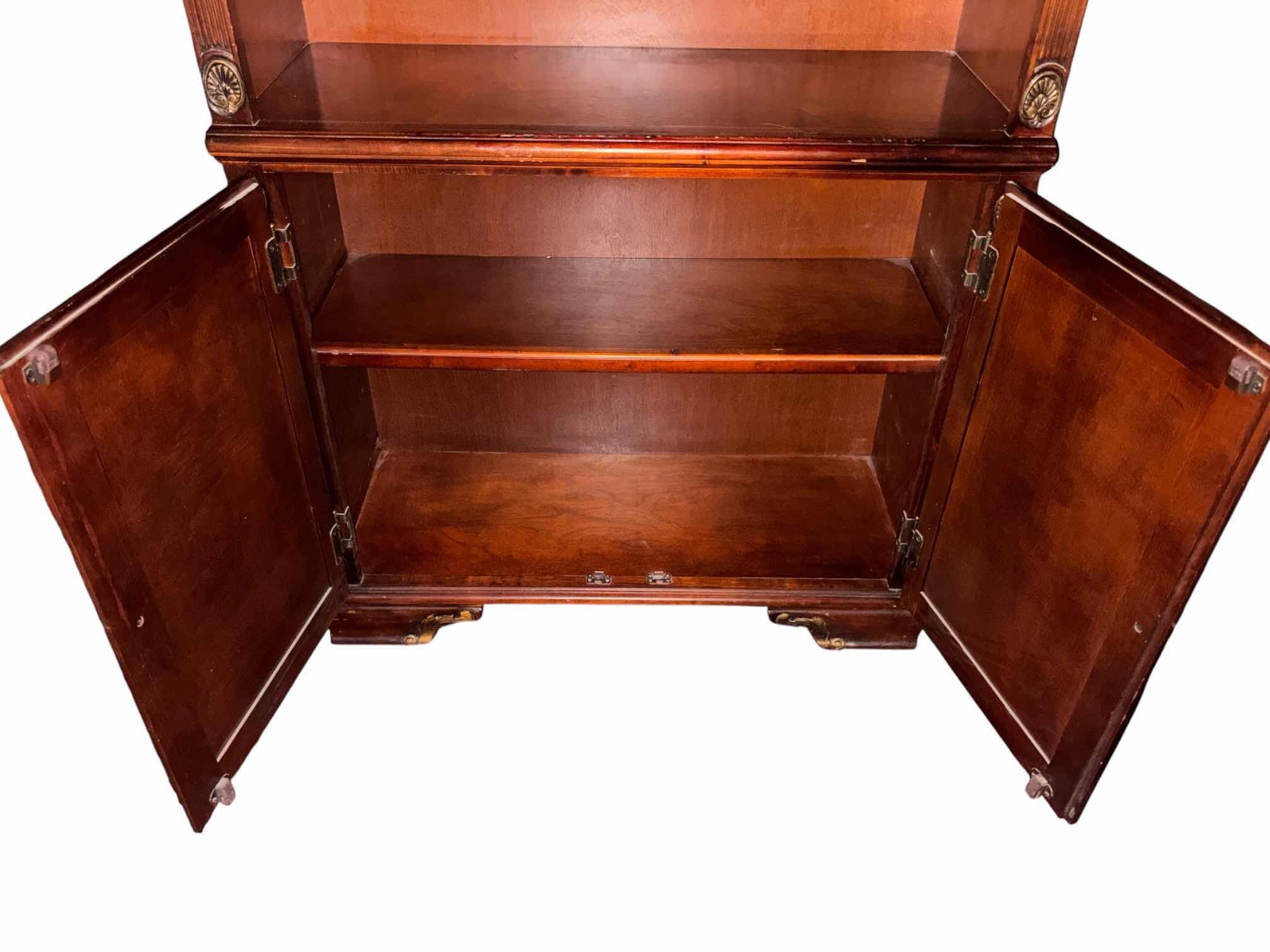 Photo 1 of MAHOGANY TRADITIONAL BOOKCASE W LOWER CABINET STORAGE 13.75” X 34” H78” *SEE NOTES