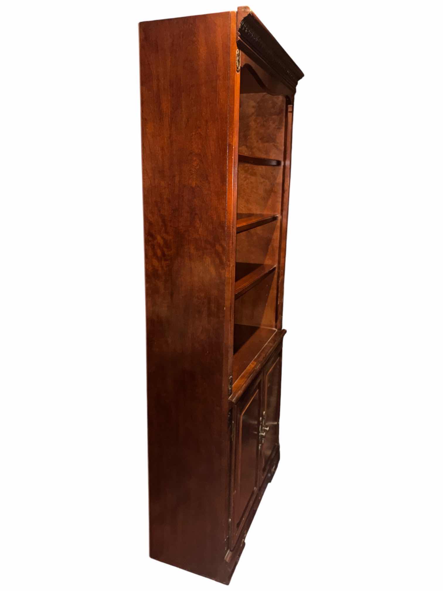 Photo 1 of MAHOGANY TRADITIONAL BOOKCASE W LOWER CABINET STORAGE 13.75” X 34” H78” *SEE NOTES