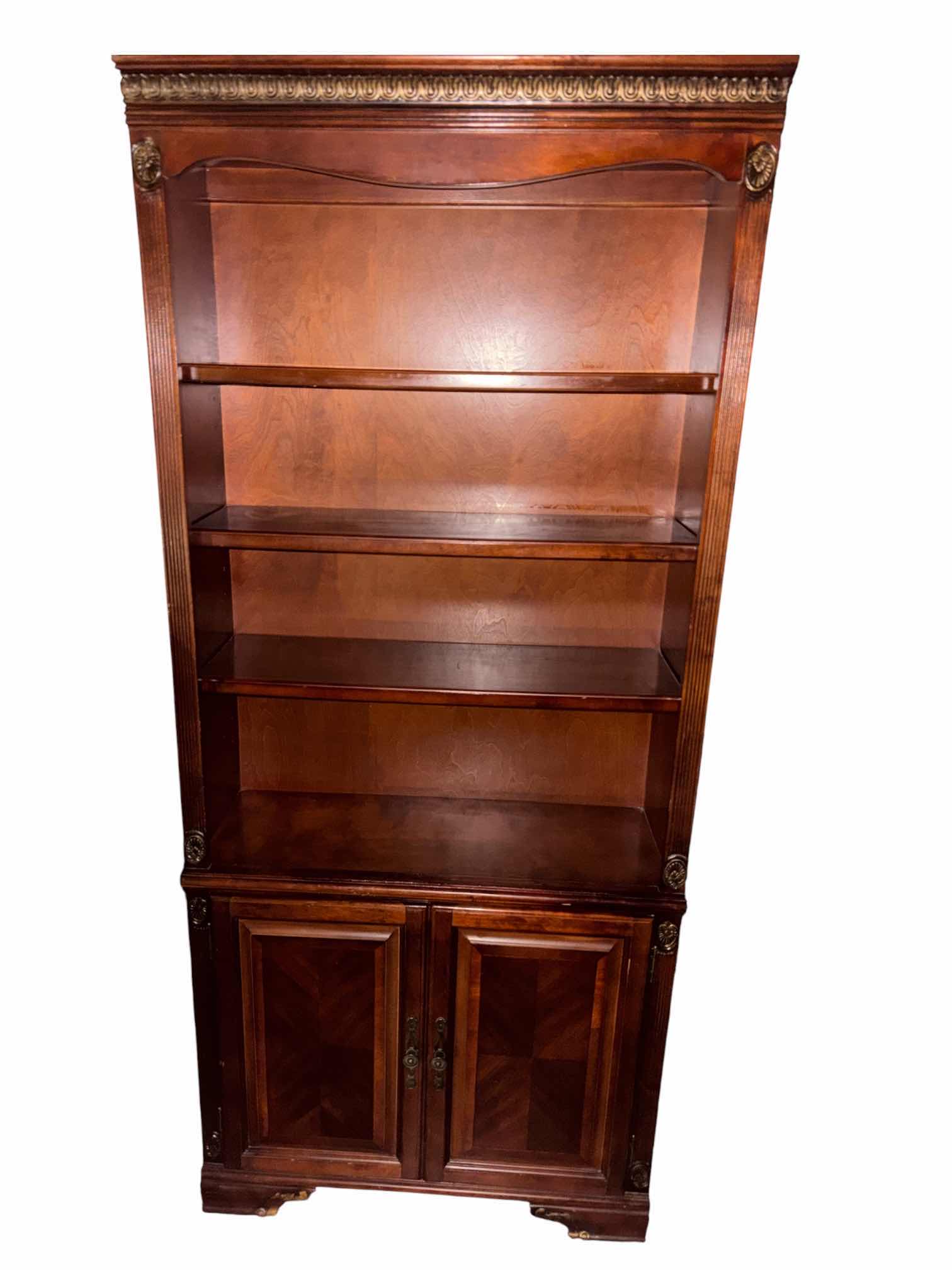 Photo 1 of MAHOGANY TRADITIONAL BOOKCASE W LOWER CABINET STORAGE 13.75” X 34” H78”