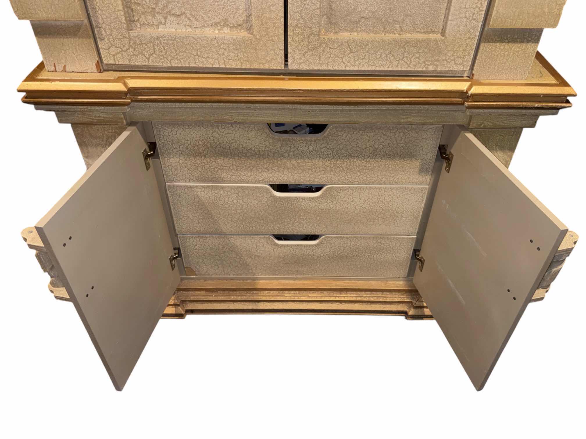 Photo 1 of MID CENTURY MODERN CUSTOM CASTLE STYLE 2 PC ARMOIRE/TV CABINET W 3 DRAWERS 27.5” X 52.75” H86.5” *SEE NOTES
