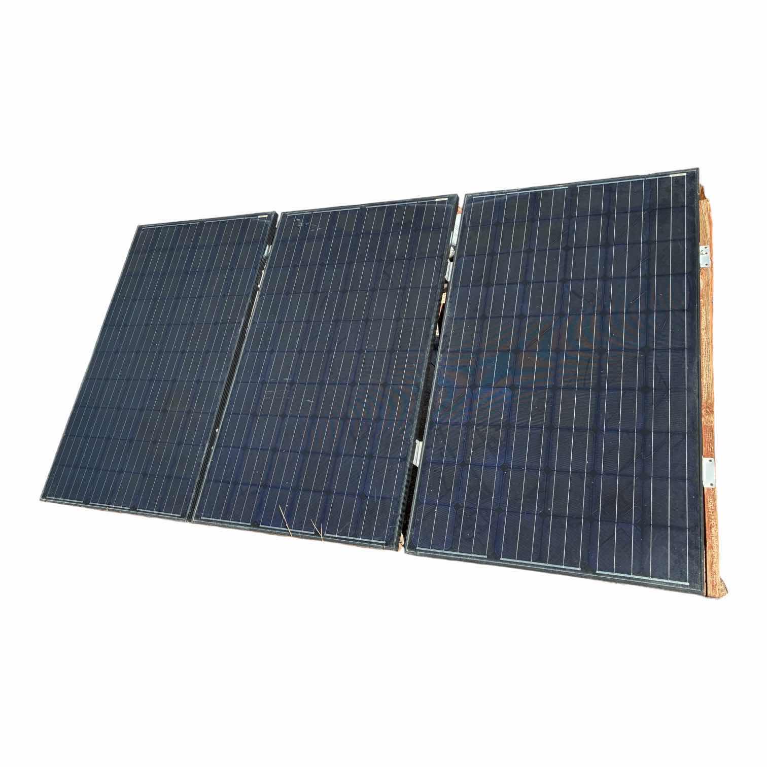 Photo 1 of RENOGY 250W SOLAR PANELS RNG-250DB (3) W CUSTOM BUILD WOOD FRAME STAND 124” X 6” H64.5”