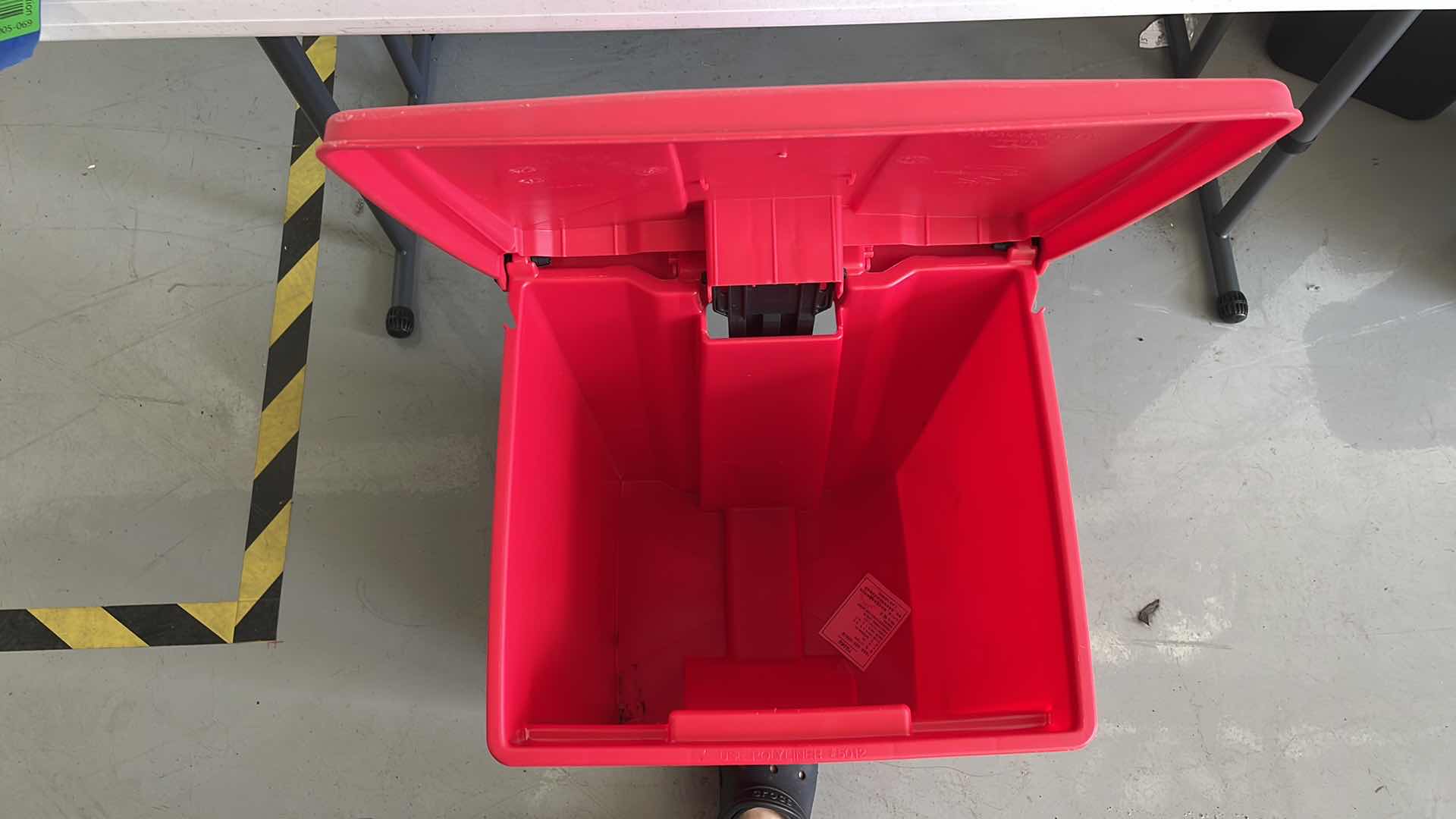 Photo 1 of RUBBERMAID BIOHAZARD CONTAINER 
14”x 12” x H22”