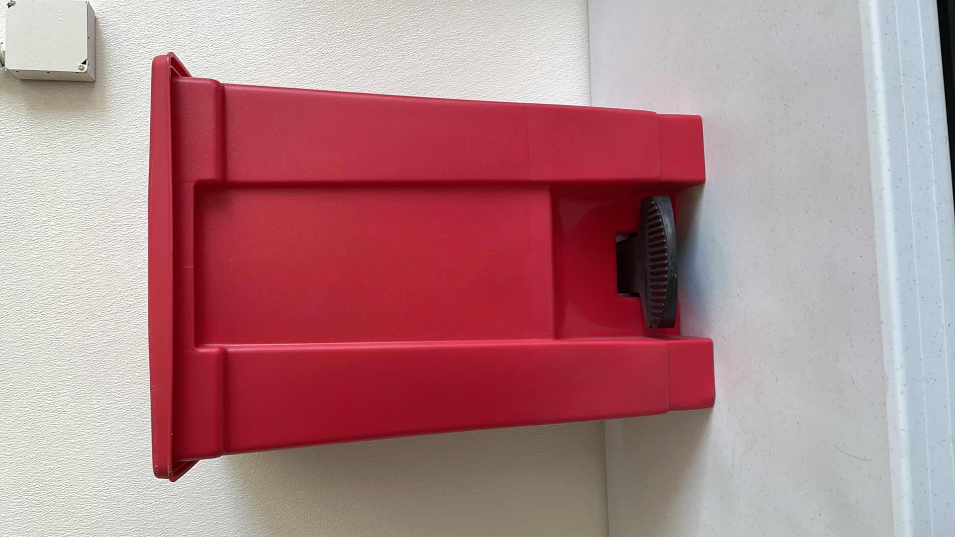 Photo 1 of RUBBERMAID BIOHAZARD CONTAINER 
14”x 12” x H22”