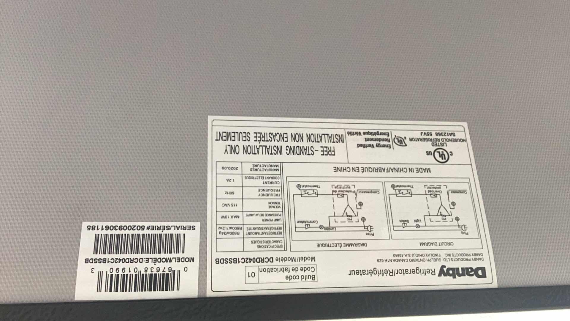 Photo 1 of DANBY REFRIGERATOR/FREEZER 18” H 44”