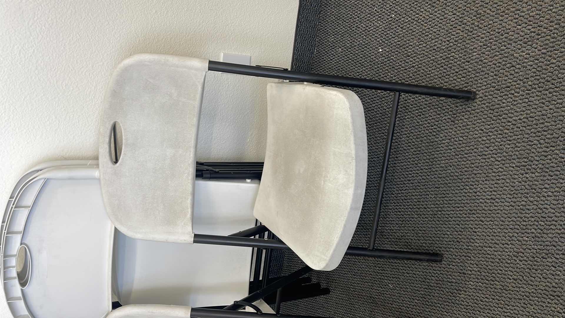 Photo 1 of 5 METAL BASE FOLDING CHAIRS W PLASTIC SEAT (USED)