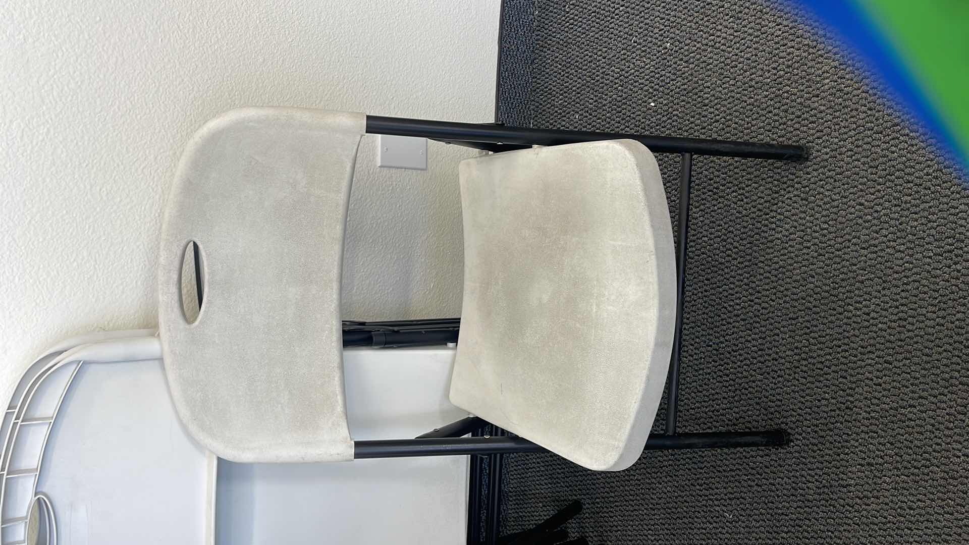 Photo 1 of 5 METAL BASE FOLDING CHAIRS W PLASTIC SEAT (USED)