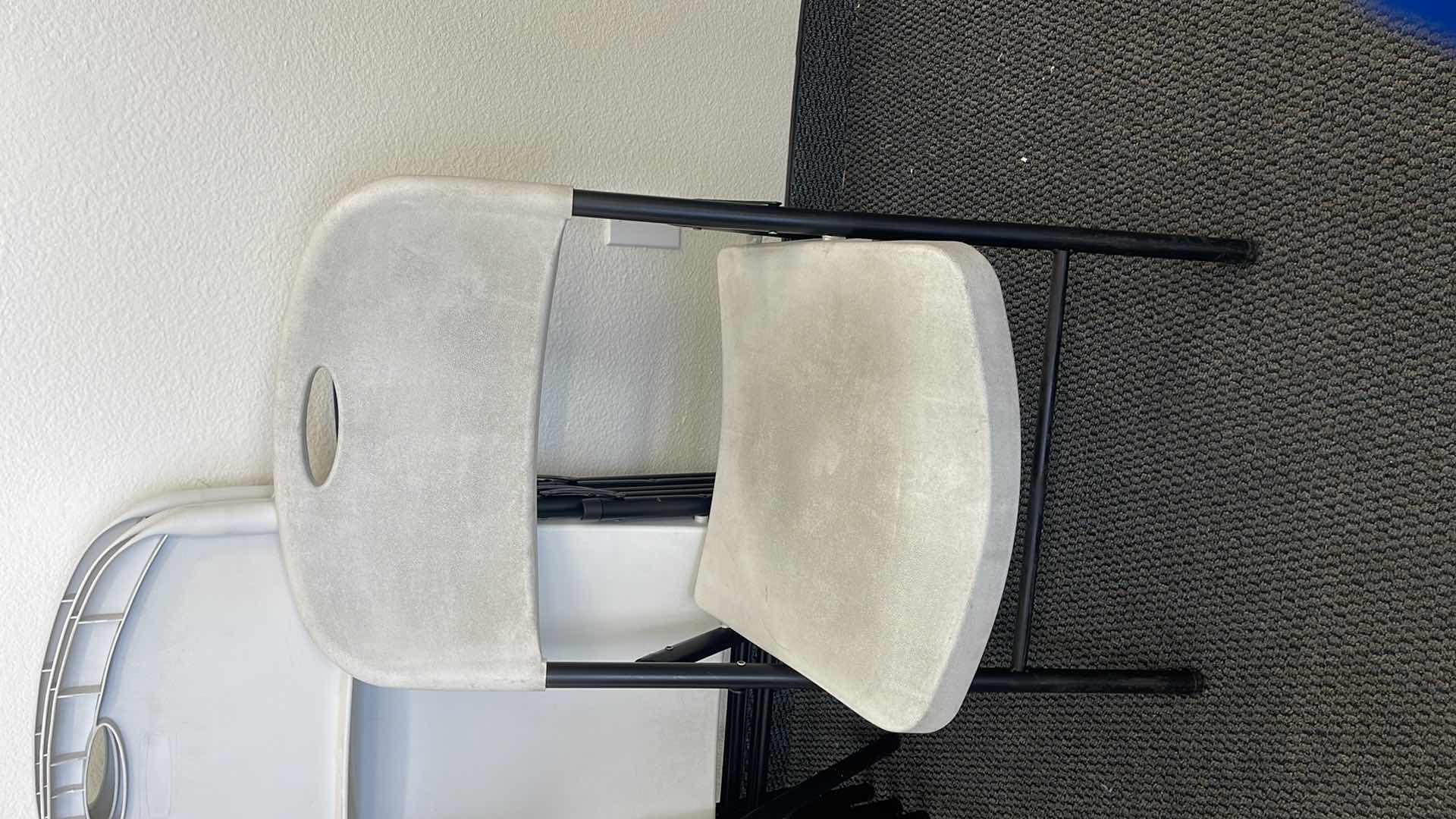 Photo 1 of 6 METAL BASE FOLDING CHAIRS W PLASTIC SEAT (USED)