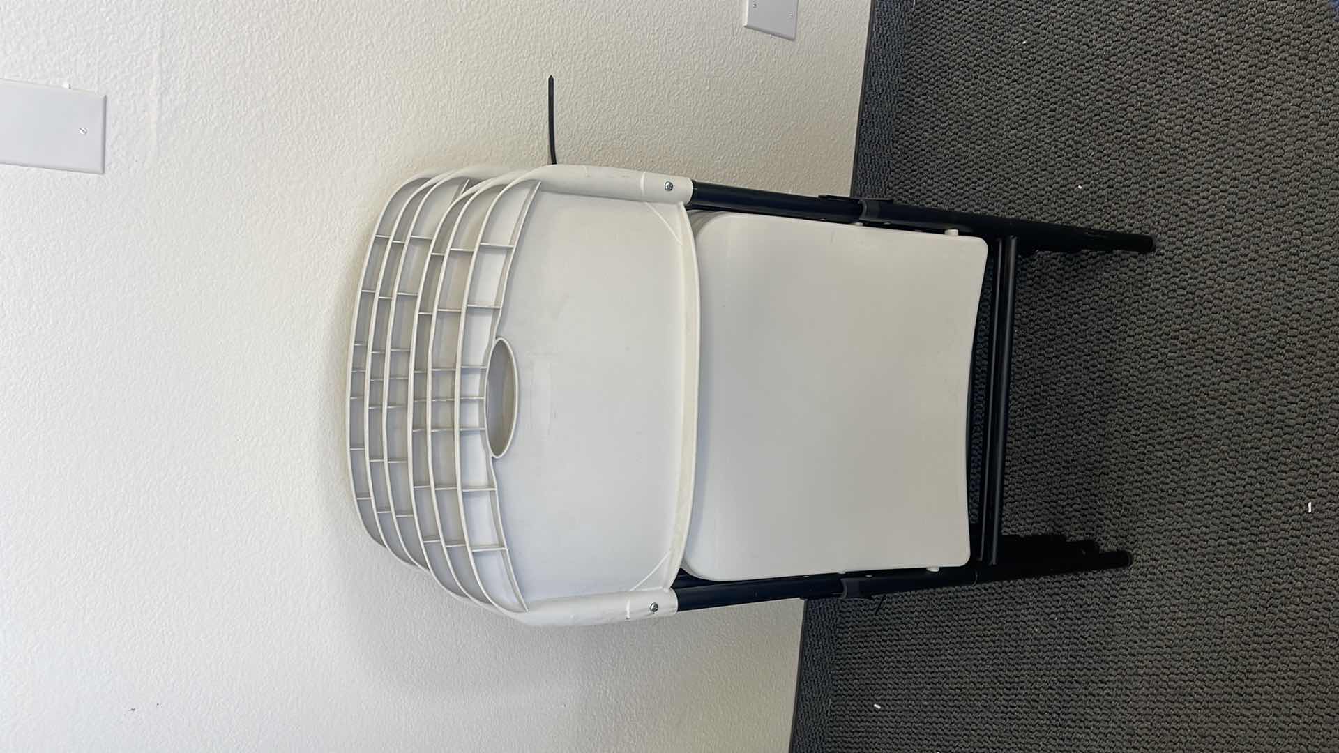 Photo 1 of 6 METAL BASE FOLDING CHAIRS W PLASTIC SEAT (USED)