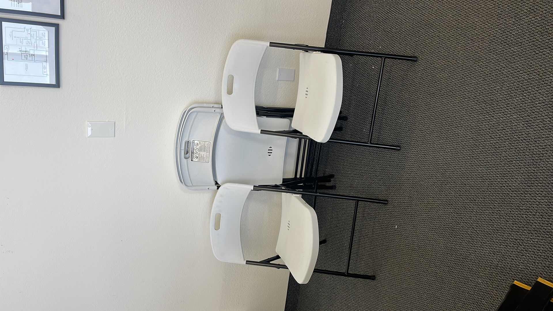 Photo 1 of 5 METAL BASE FOLDING CHAIRS W PLASTIC SEAT (USED)