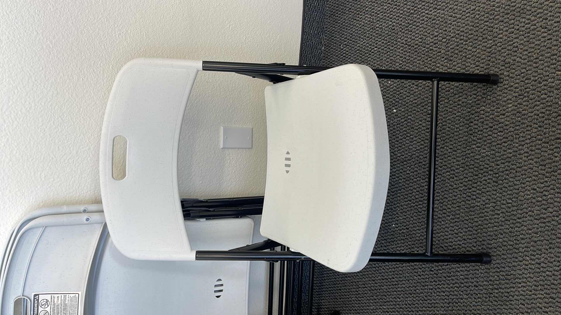 Photo 2 of 5 METAL BASE FOLDING CHAIRS W PLASTIC SEAT (USED)