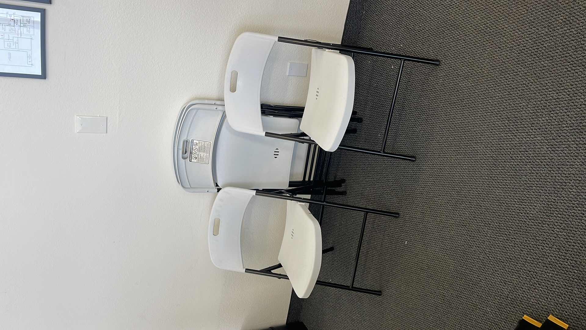 Photo 1 of 5 METAL BASE FOLDING CHAIRS W PLASTIC SEAT (USED)