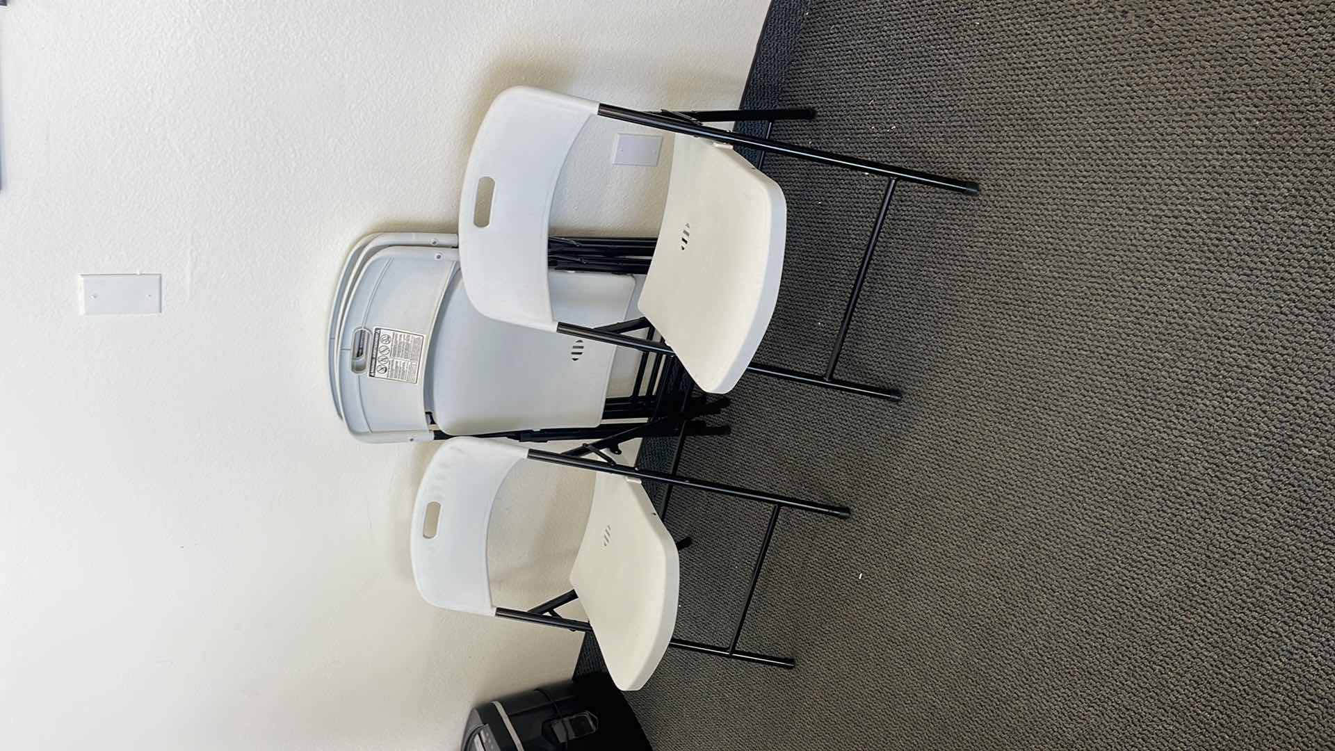 Photo 1 of 5 METAL BASE FOLDING CHAIRS W PLASTIC SEAT (USED)