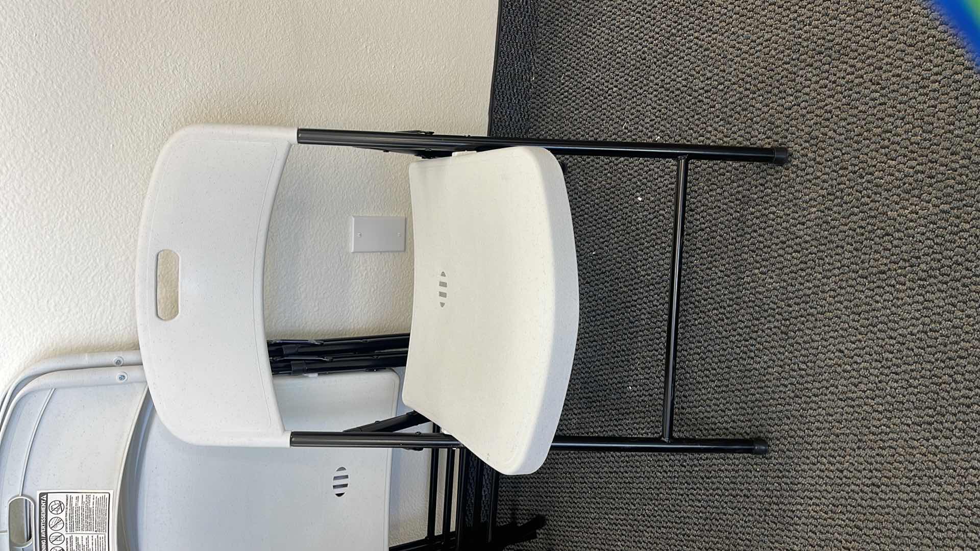 Photo 1 of 5 METAL BASE FOLDING CHAIRS W PLASTIC SEAT (USED)