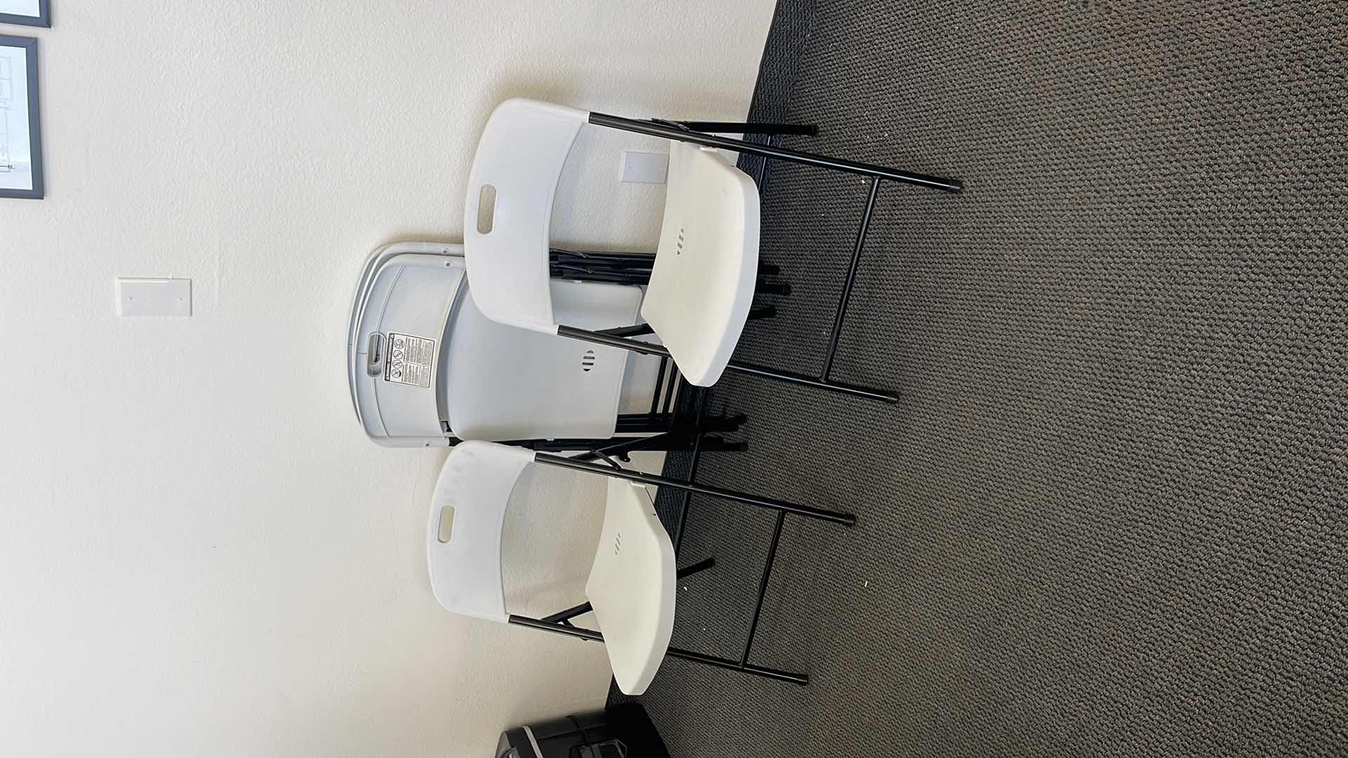 Photo 1 of 5 METAL BASE FOLDING CHAIRS W PLASTIC SEAT (USED)