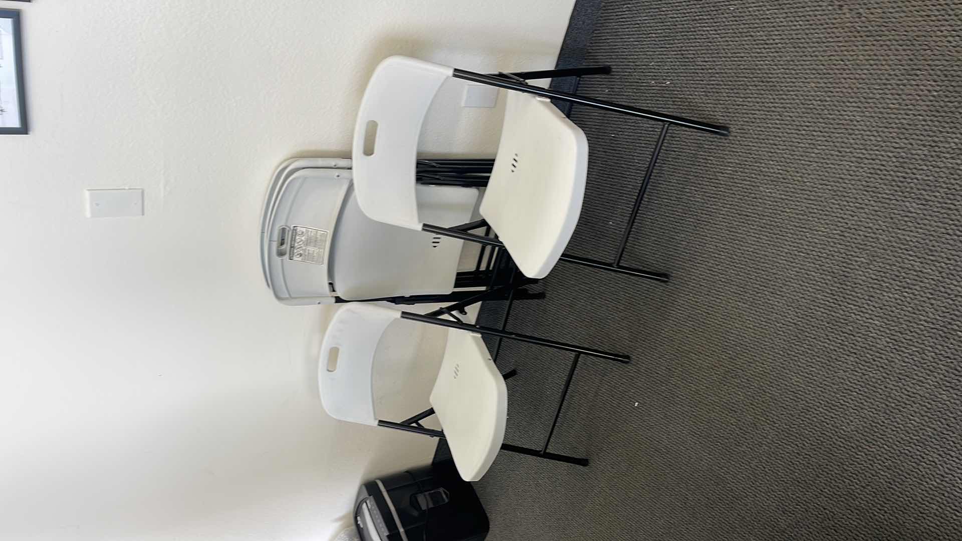 Photo 1 of 5 METAL BASE FOLDING CHAIRS W PLASTIC SEAT (USED)