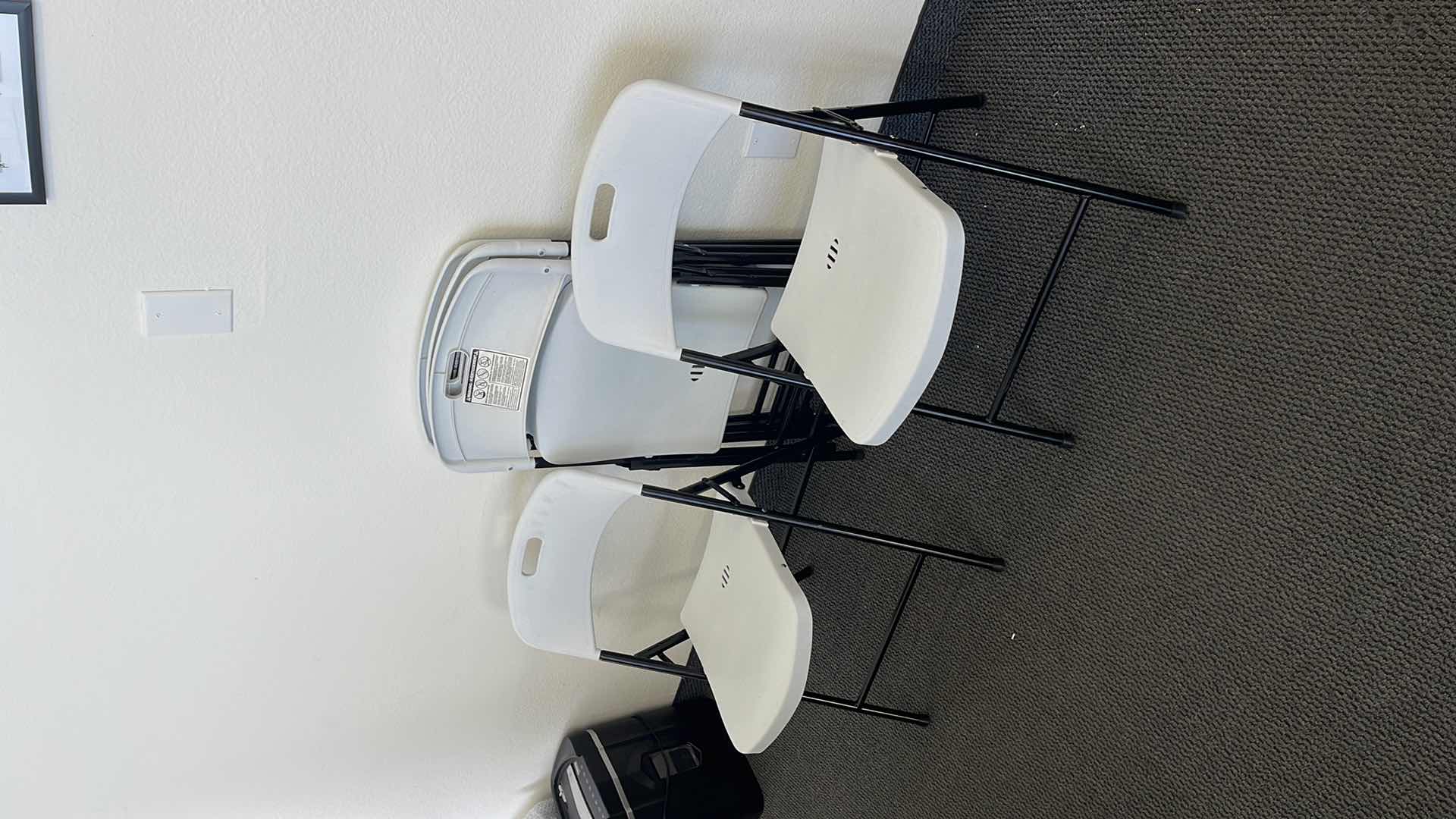 Photo 1 of 5 METAL BASE FOLDING CHAIRS W PLASTIC SEAT (USED)