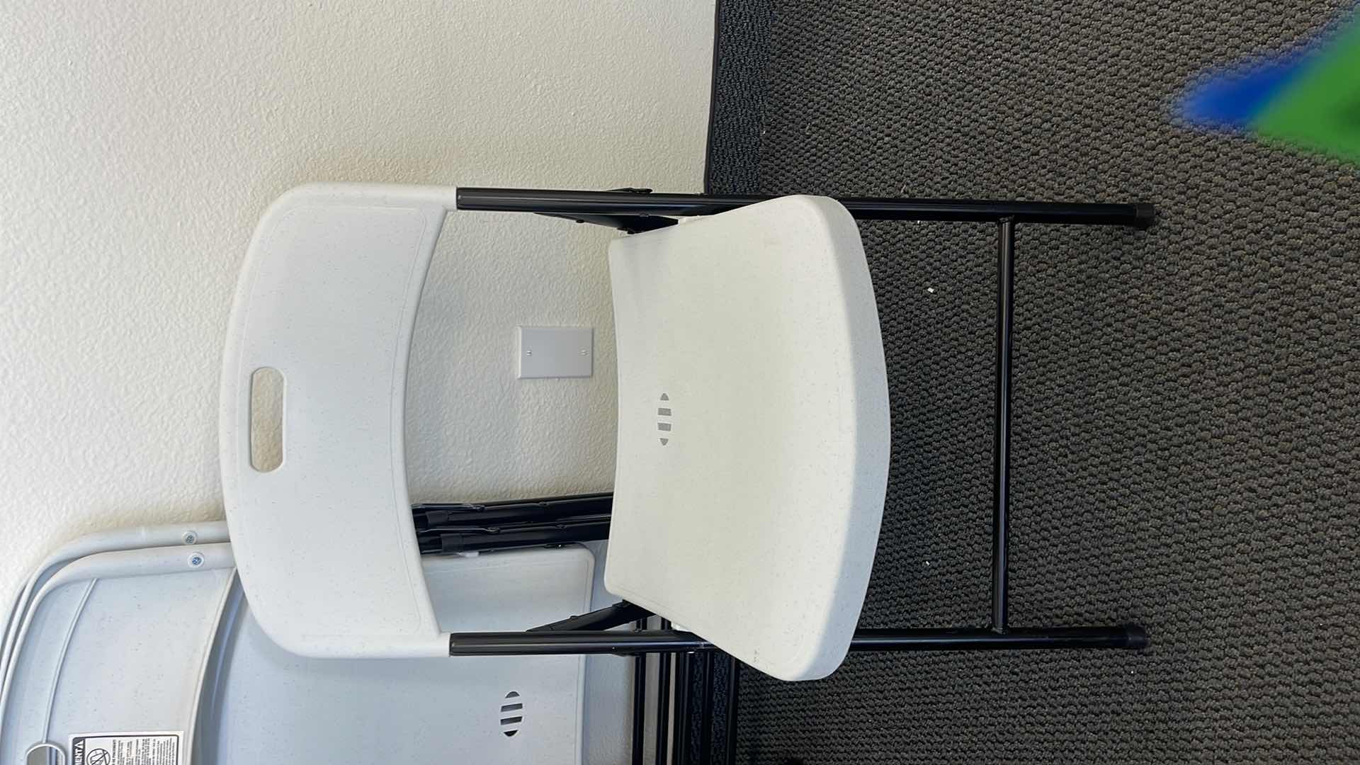 Photo 1 of 5 METAL BASE FOLDING CHAIRS W PLASTIC SEAT (USED)