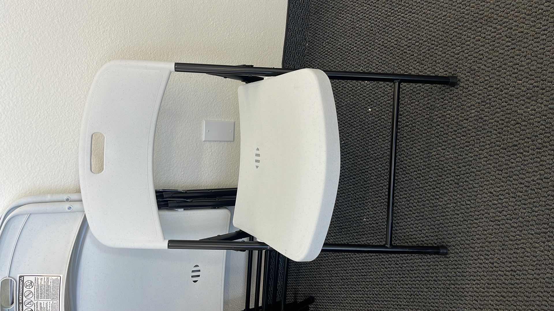 Photo 1 of 5 METAL BASE FOLDING CHAIRS W PLASTIC SEAT (USED)