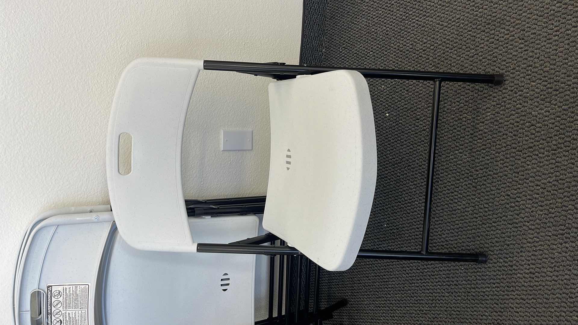 Photo 1 of 6 METAL BASE FOLDING CHAIRS W PLASTIC SEAT (USED)