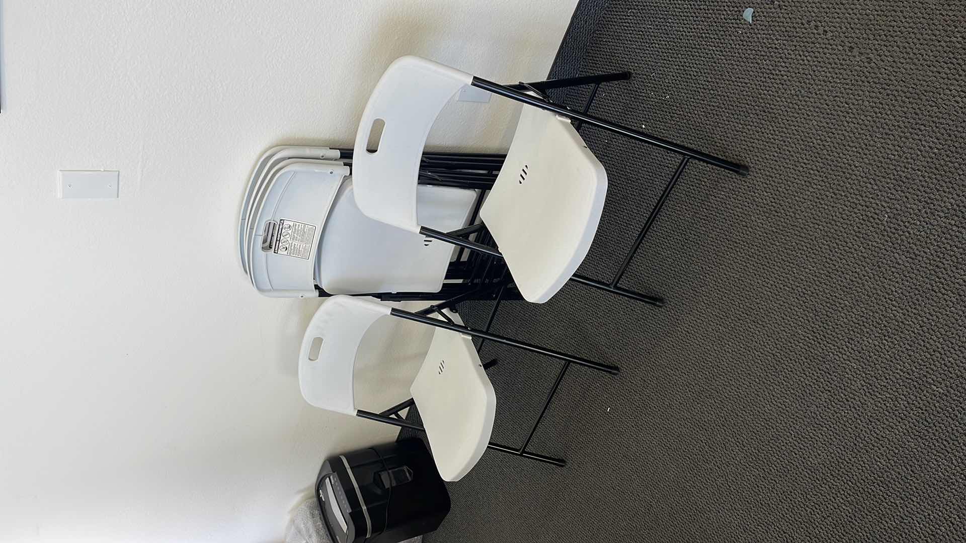 Photo 1 of 6 METAL BASE FOLDING CHAIRS W PLASTIC SEAT (USED)