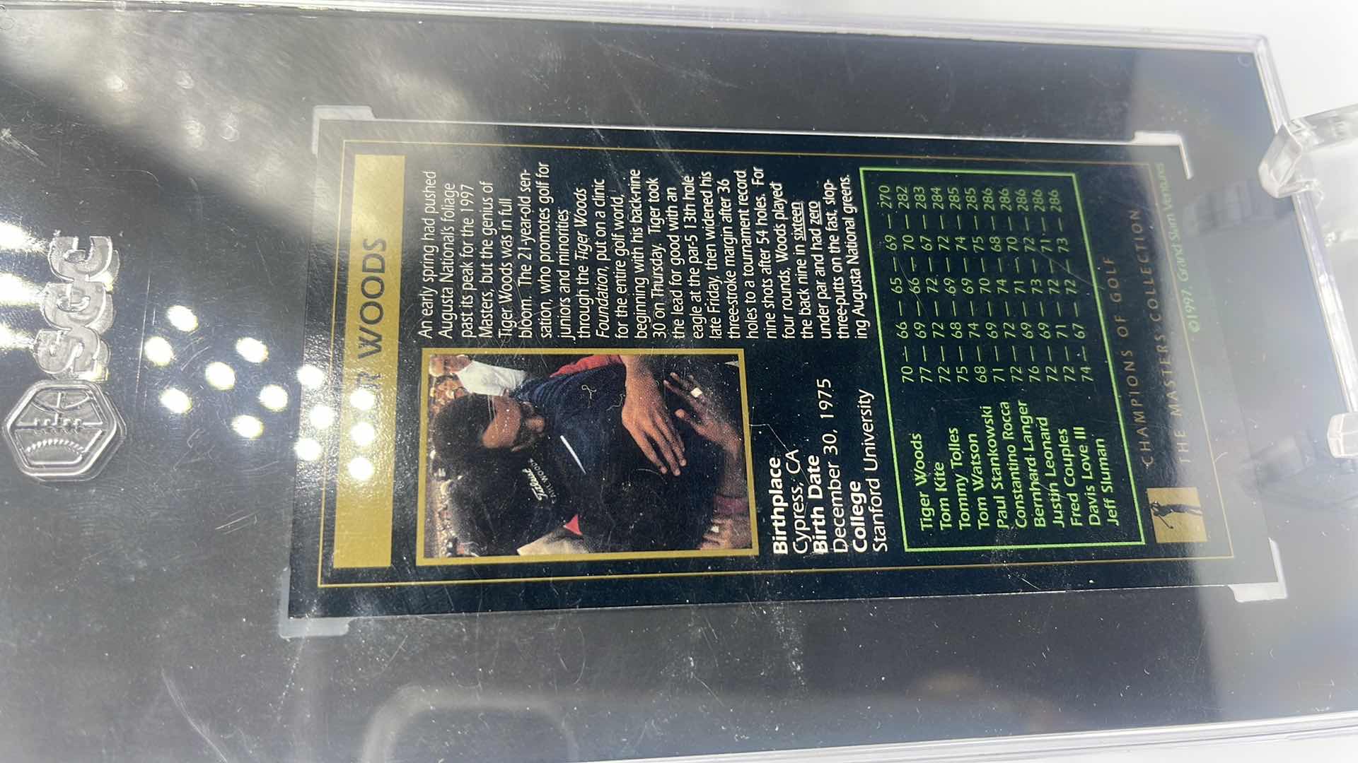 Photo 1 of 1997 TIGER WOODS RATED “A” ROOKIE CARD “GRAND SLAM VENTURES”