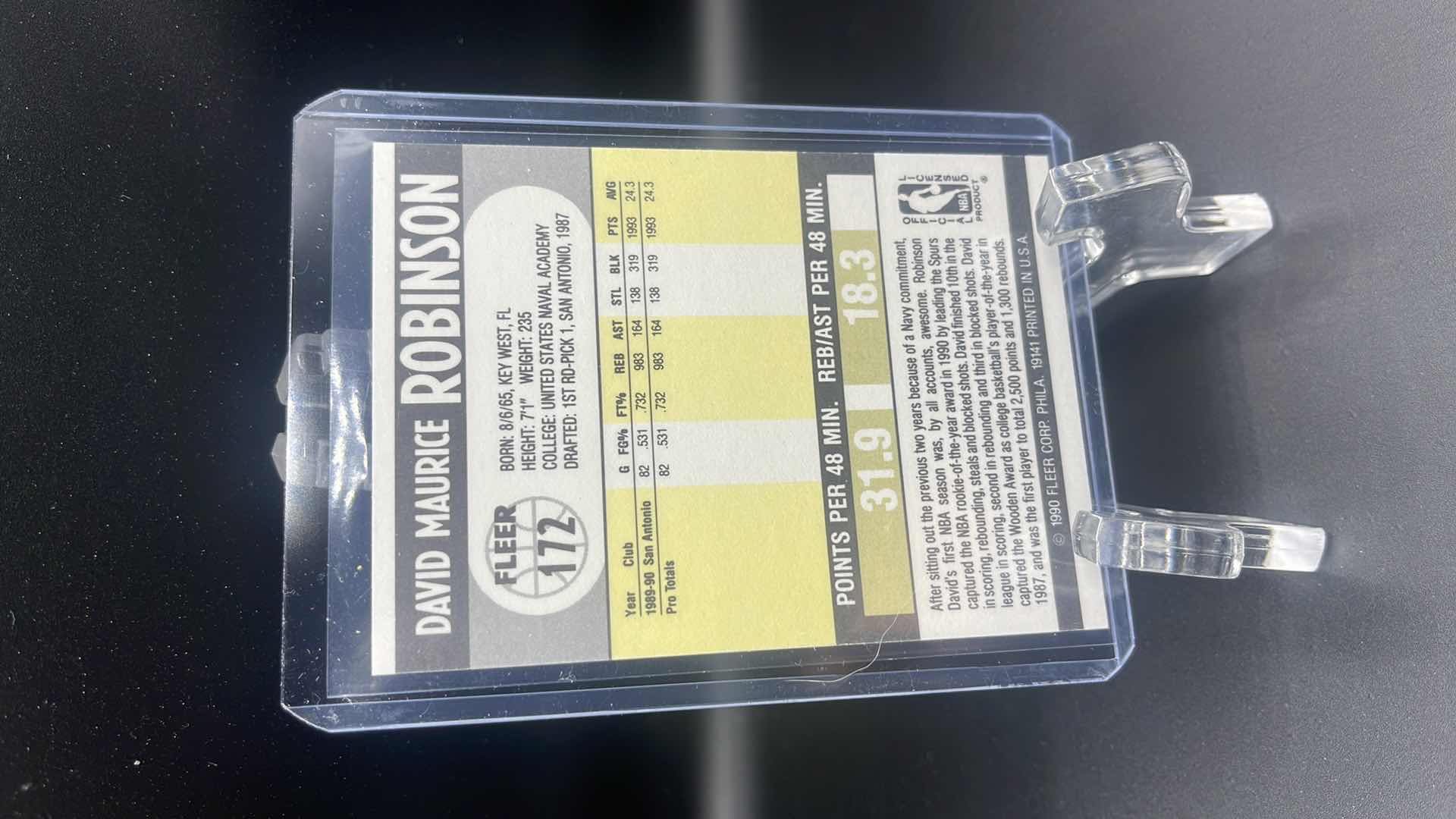 Photo 1 of 1990 DAVID ROBINSON FLEER ROOKIE CARD 172