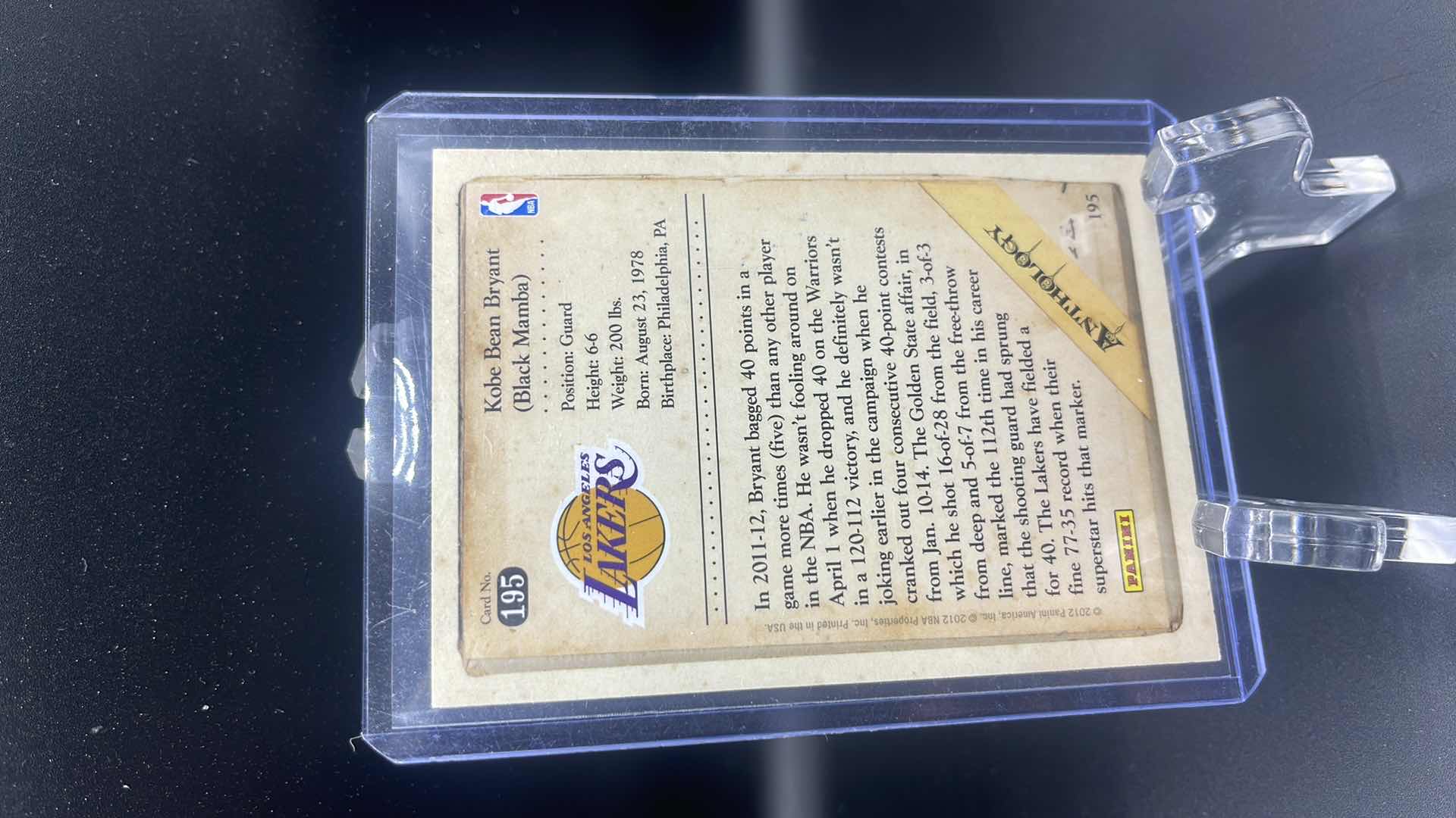 Photo 1 of 2012 KOBE BRYANT PANINI ANTHOLOGY CARD 195