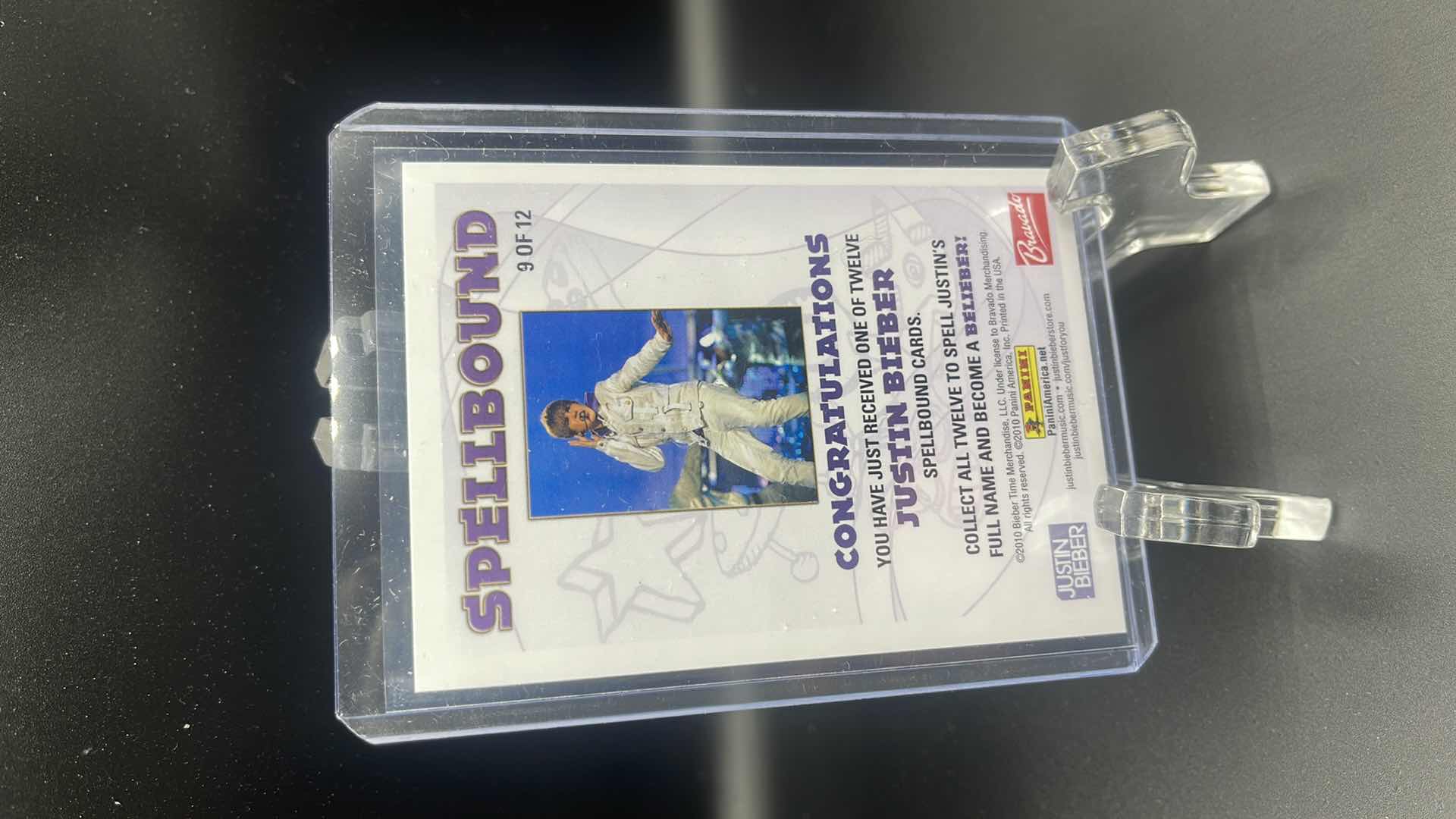 Photo 1 of 2010JUSTIN BIEBER PANINI SPELL BOUND CARD 9 OF 12