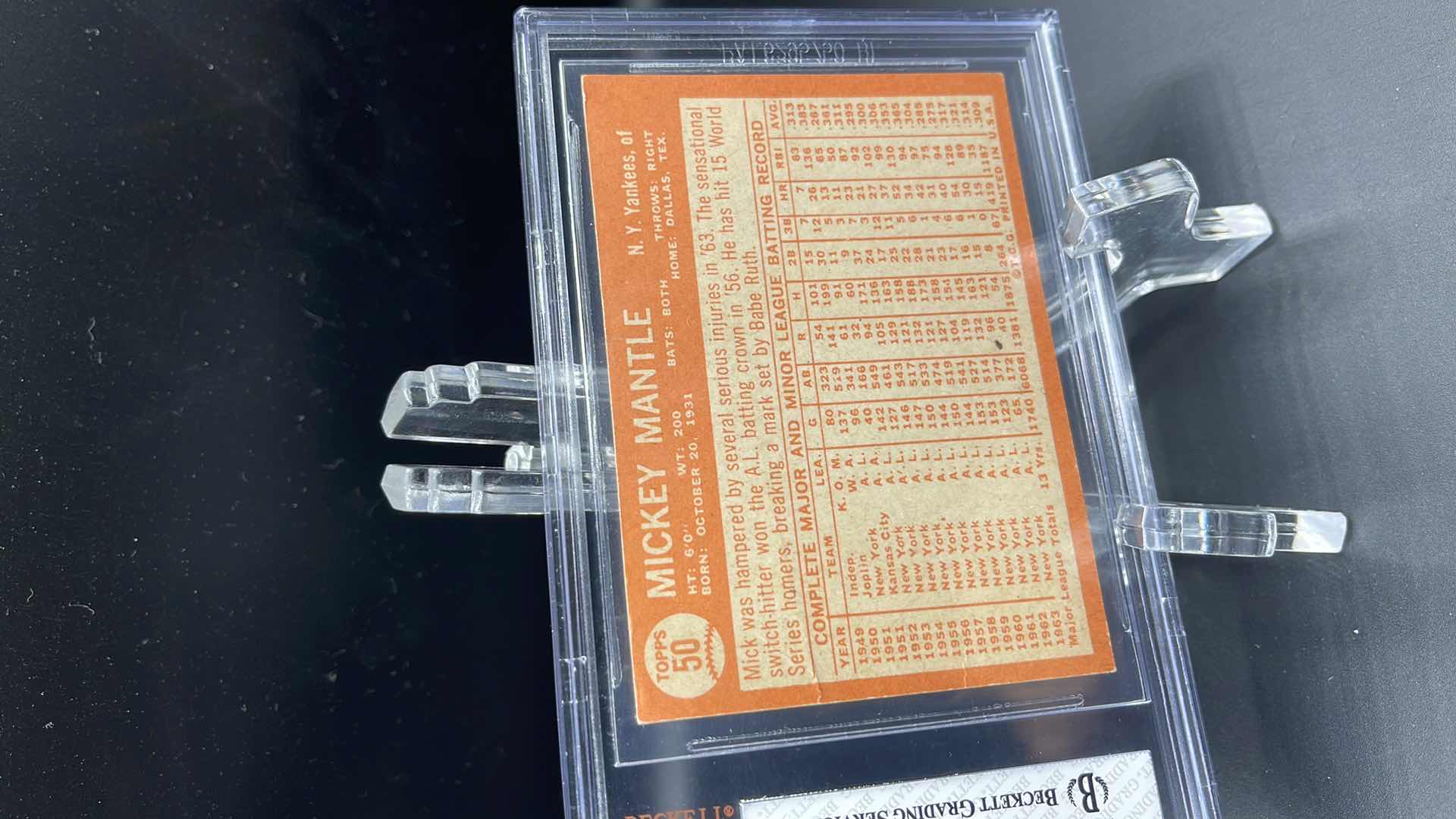 Photo 1 of 1964 MICKEY MANTLE TOPPS RATED CARD 50