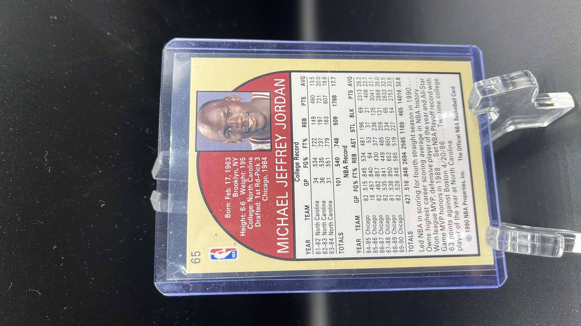 Photo 1 of 1990 MICHAEL JORDAN NBA HOOPS CARD 65
