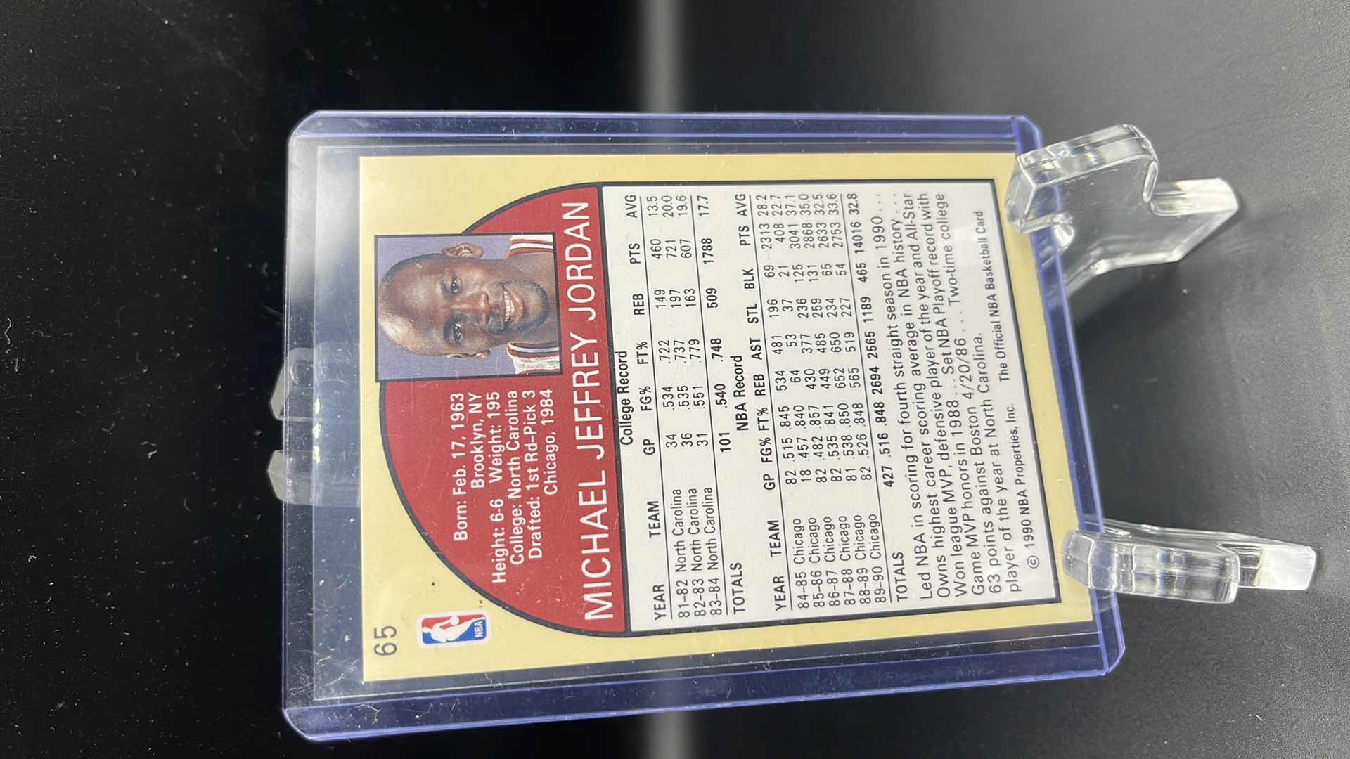 Photo 1 of 1990 MICHAEL JORDAN NBA HOOPS CARD 65
