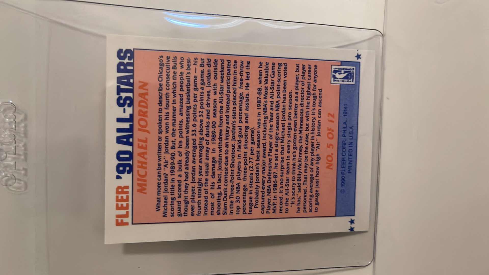 Photo 2 of 1990 MICHAEL JORDAN FLEER CARD 5