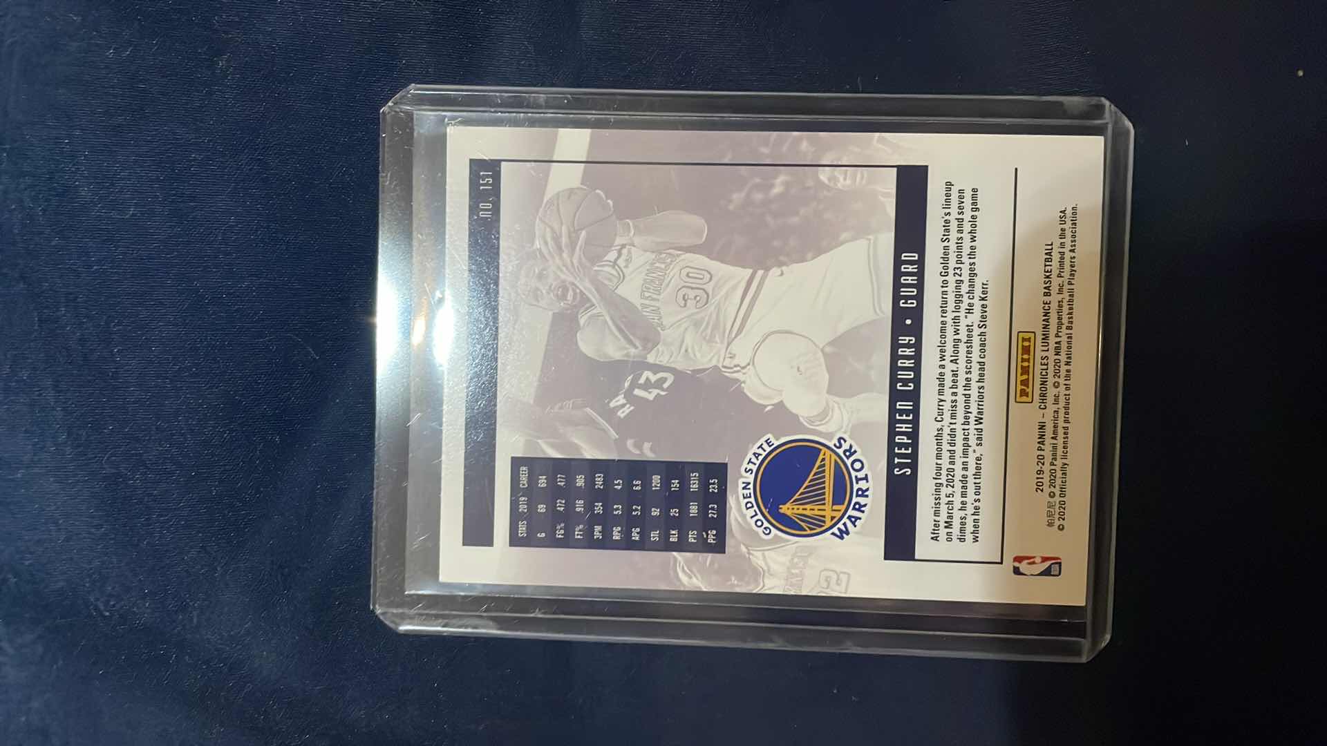 Photo 1 of 2020 PANINI STEPHEN CURRY CARD #151