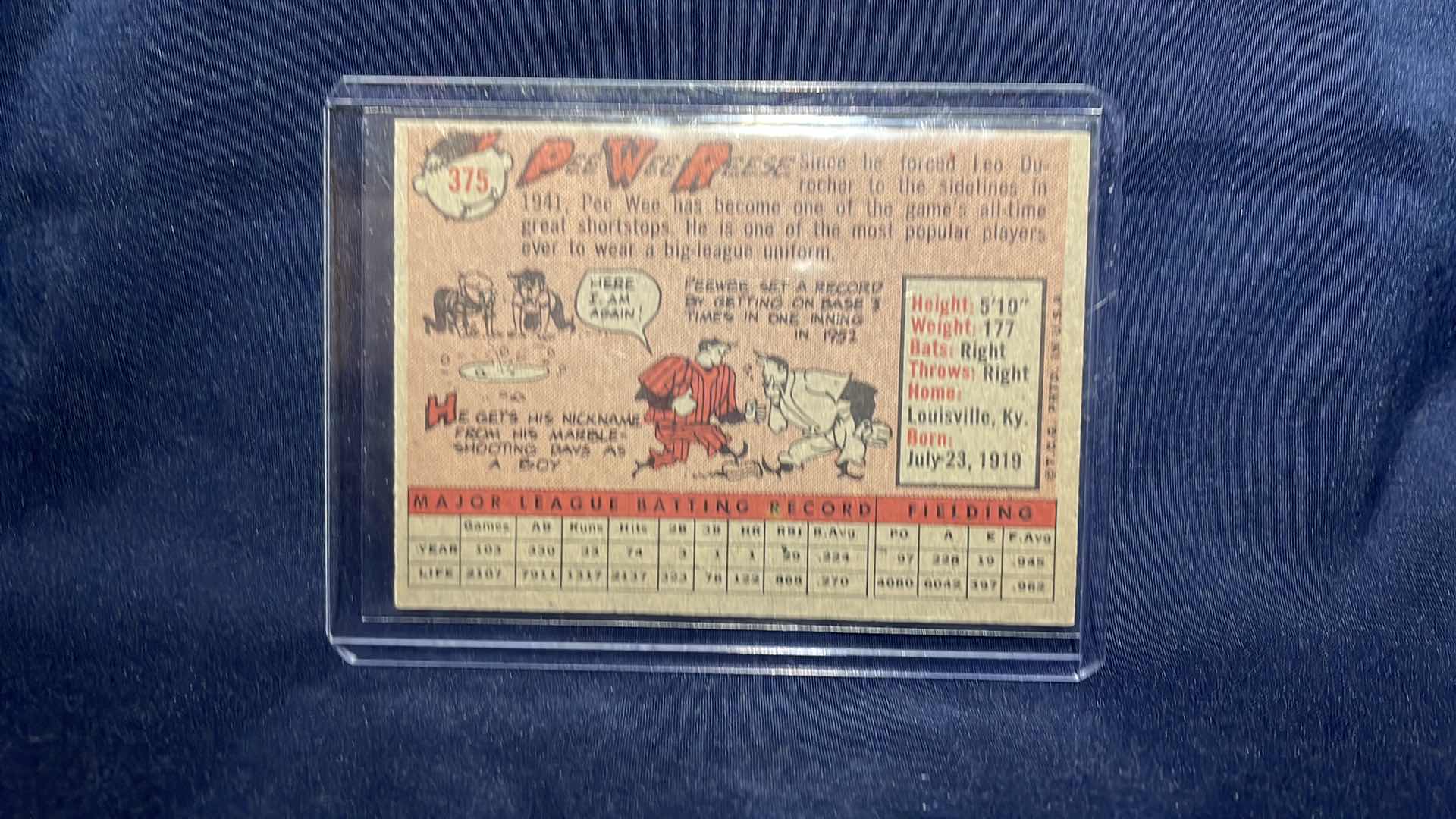 Photo 2 of 1958 PEE WEE REESE CARD #375