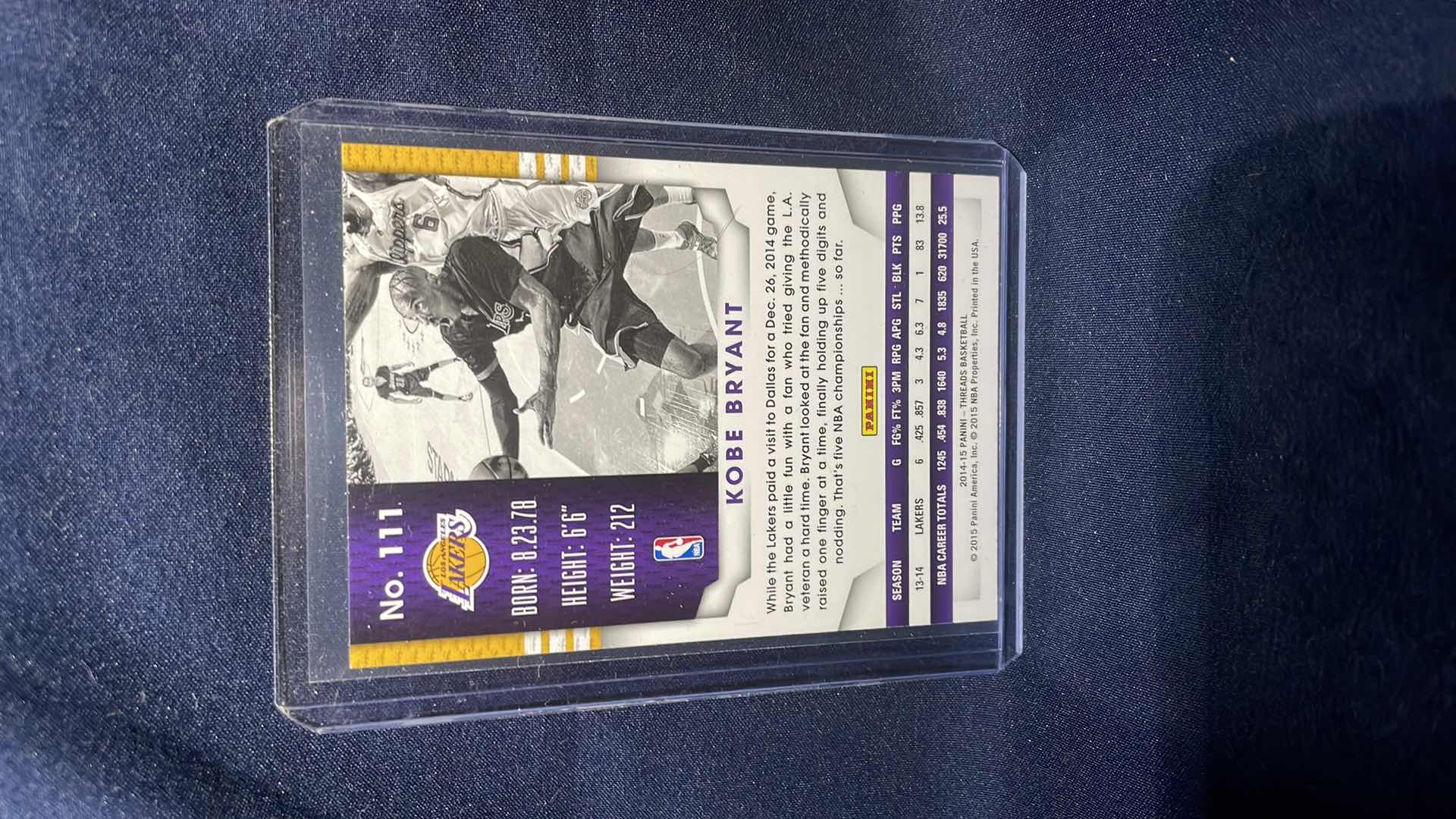 Photo 1 of 2014-15 KOBE BRYANT PANINI THREADS CARD #111