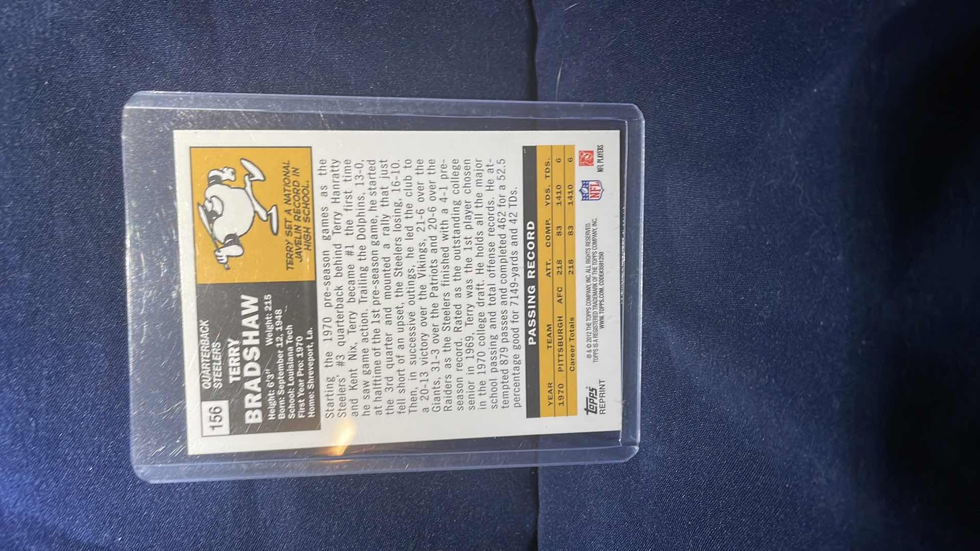 Photo 1 of 2012 TOPPS TERRY BRADSHAW CARD #156