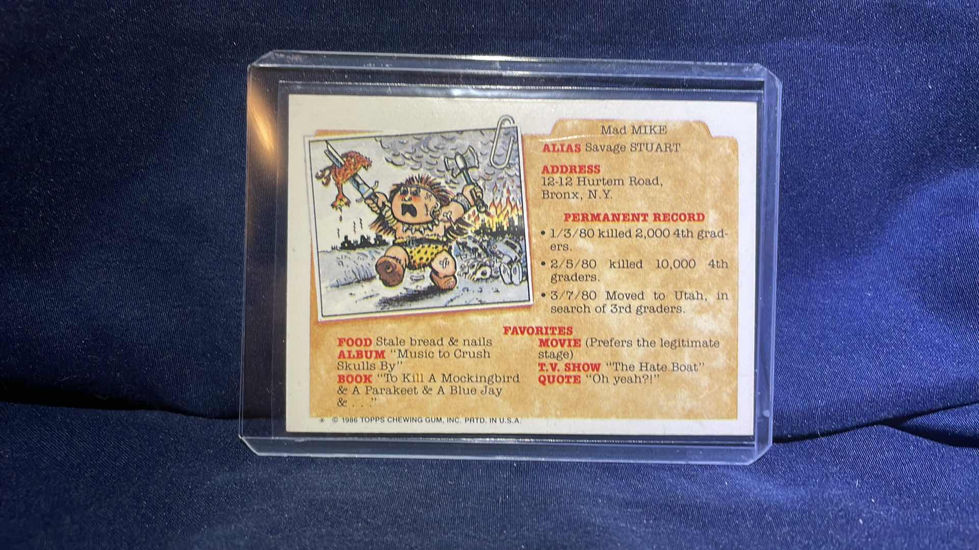 Photo 1 of 1986 TOPPS GARBAGE PAIL KIDS FRED THREAD CARD #174a